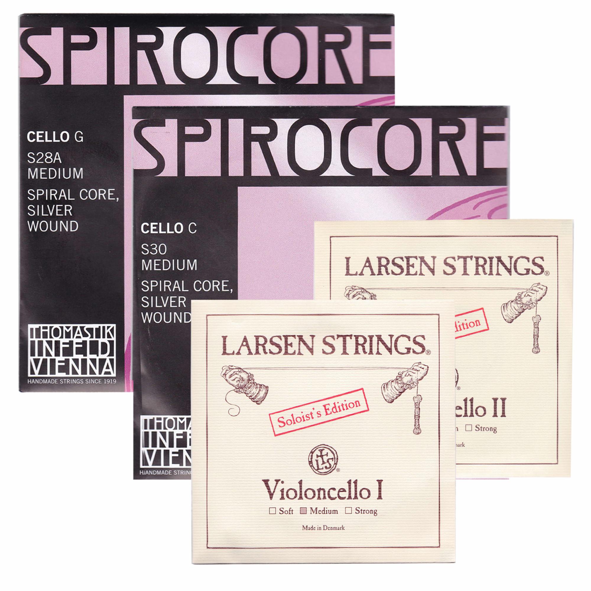 Custom Sets Larsen Solo/Spirocore Silver Cello Strings