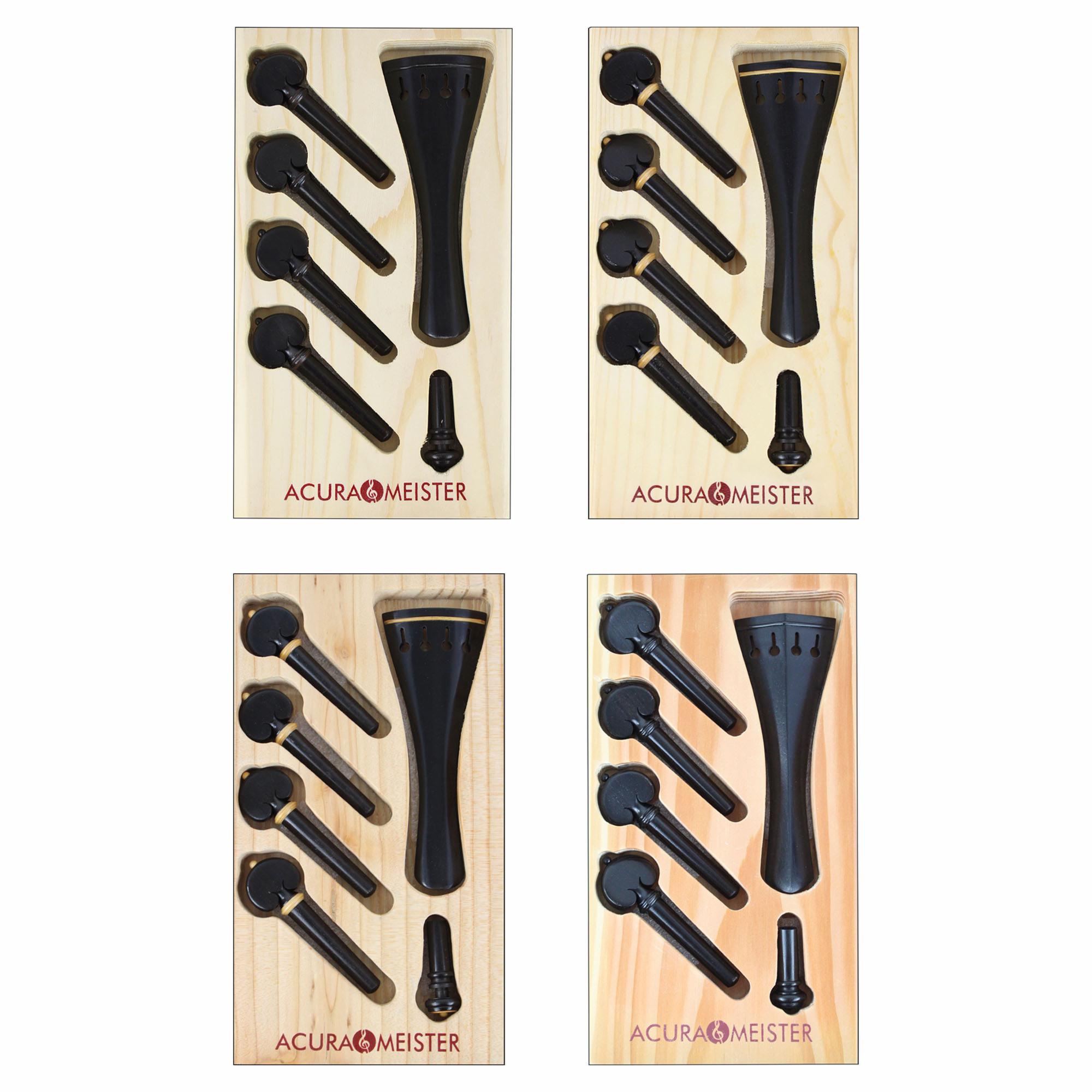 Pegs, AcuraMeister 6 Piece Ebony Violin Fittings Sets