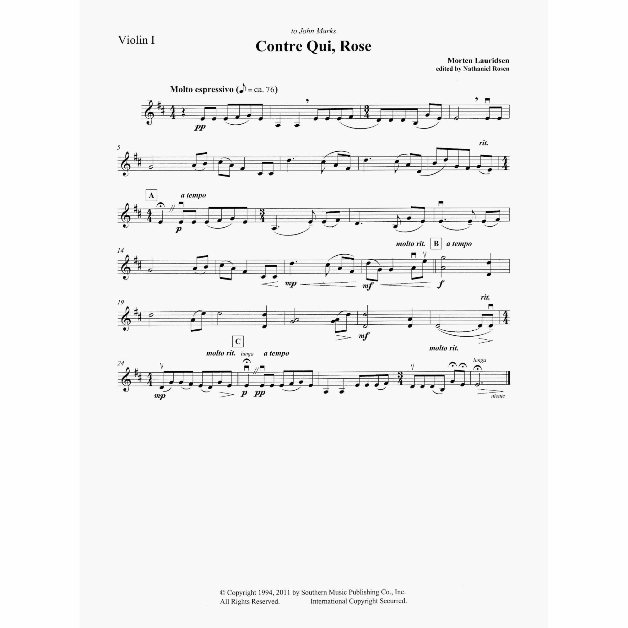 Sample: Violin I (Pg. 1)