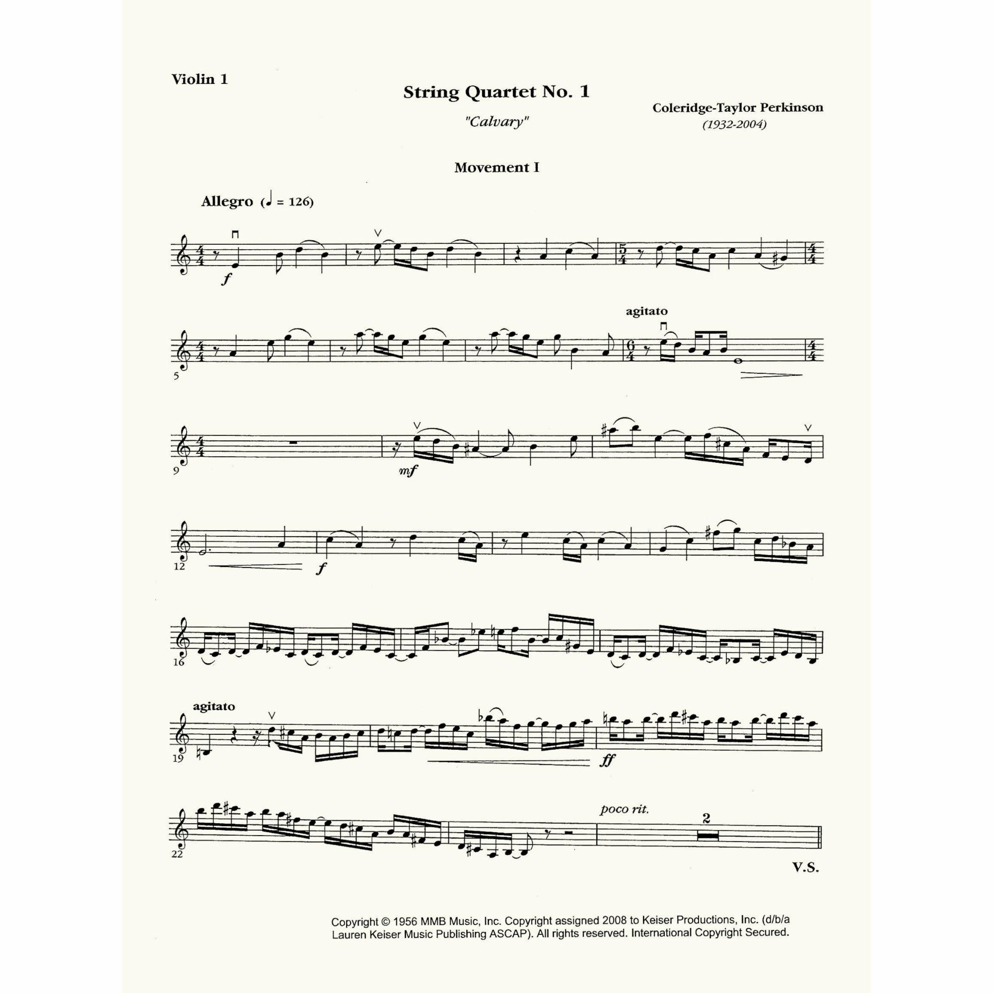 Sample: Violin I (Pg. 1)