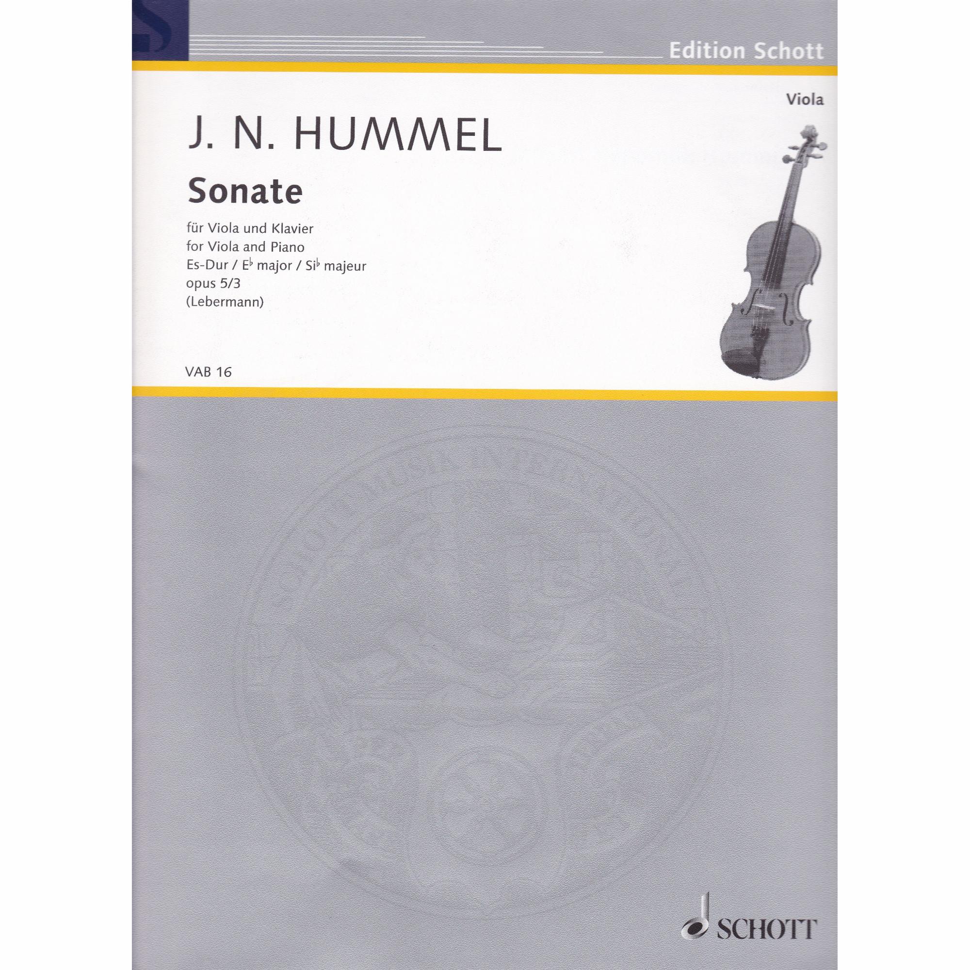 Hummel -- Sonata in E-Flat Major, Op. 5/3 for Viola and Piano