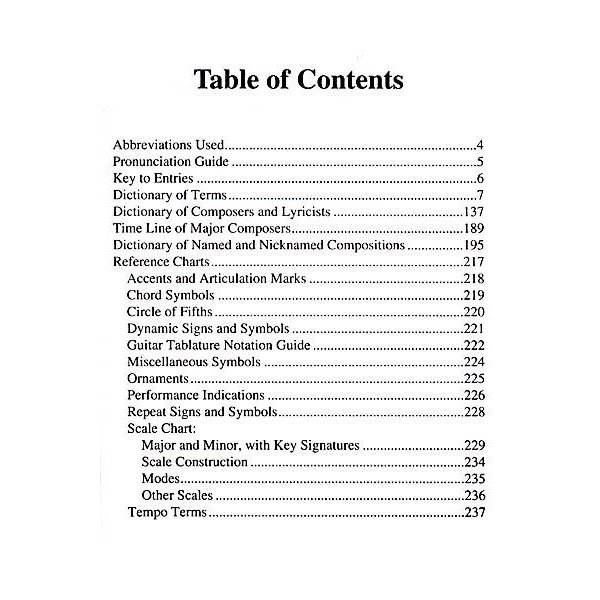 Table Of Contents