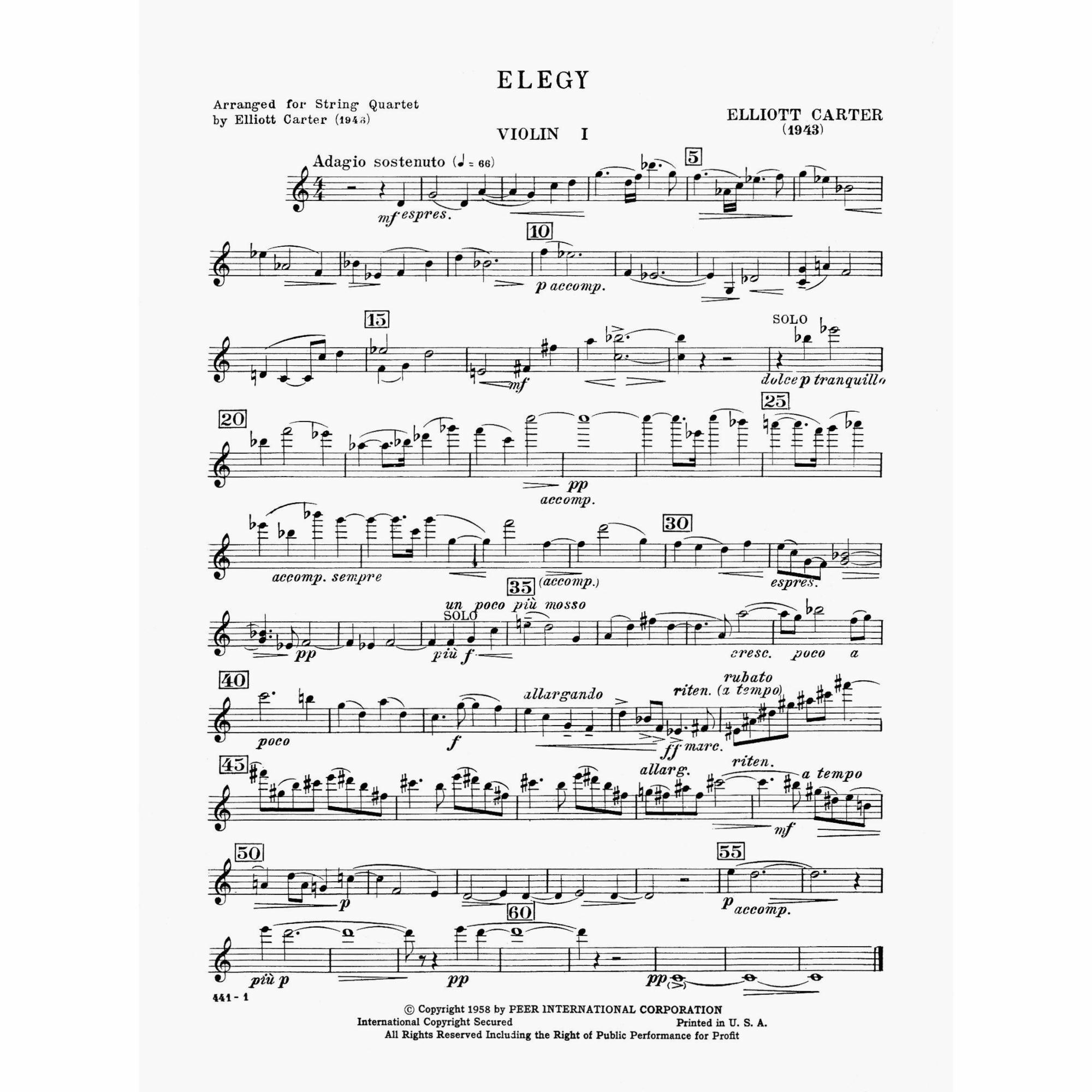 Sample: Violin I (Pg. 1)