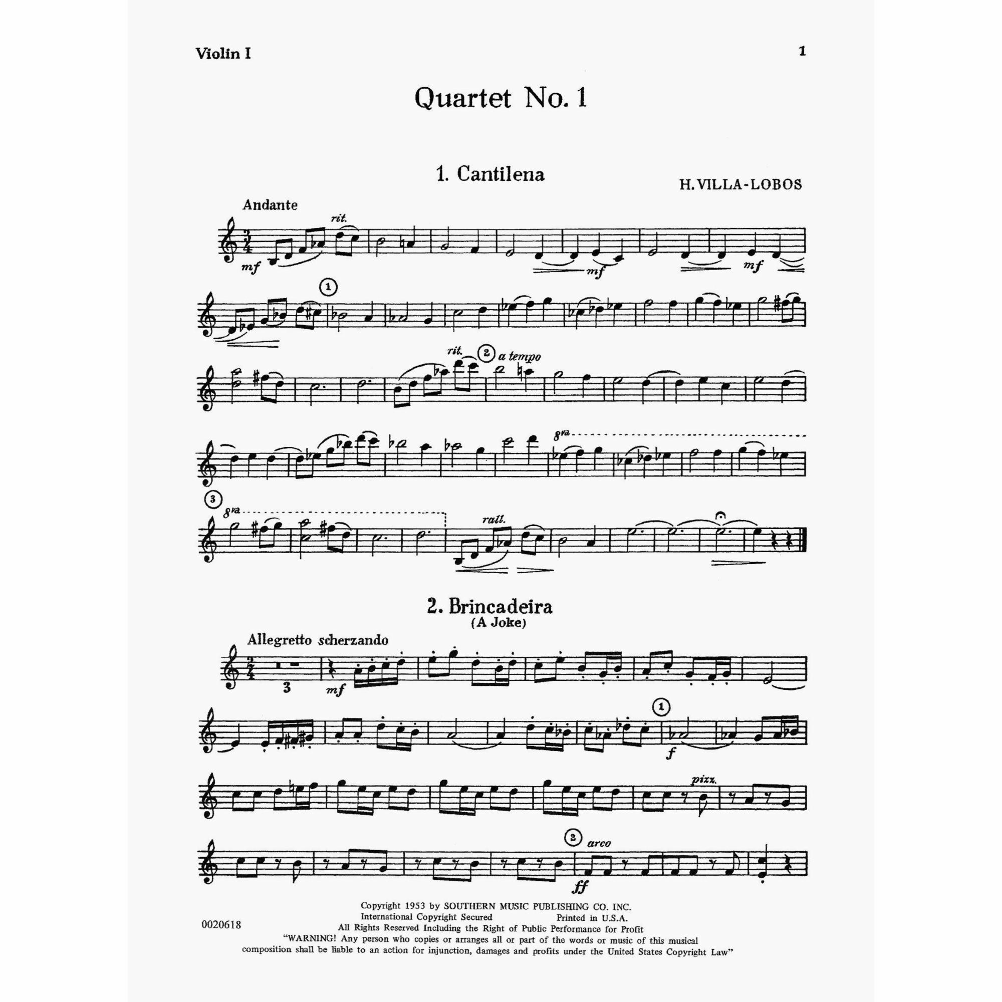 Sample: Violin I (Pg. 1)