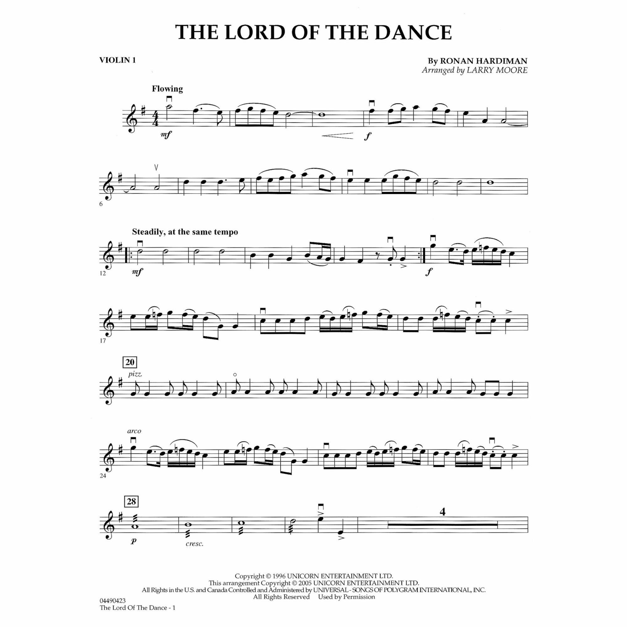 Sample: Violin I (Pg. 1)