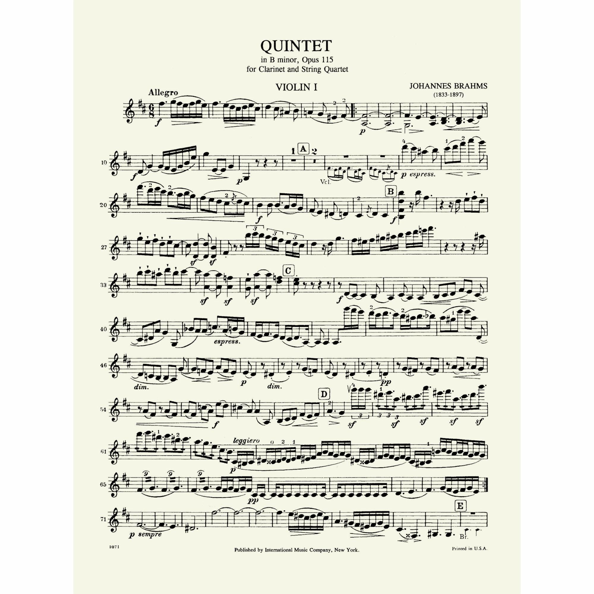 Sample: Violin I (Pg. 1)