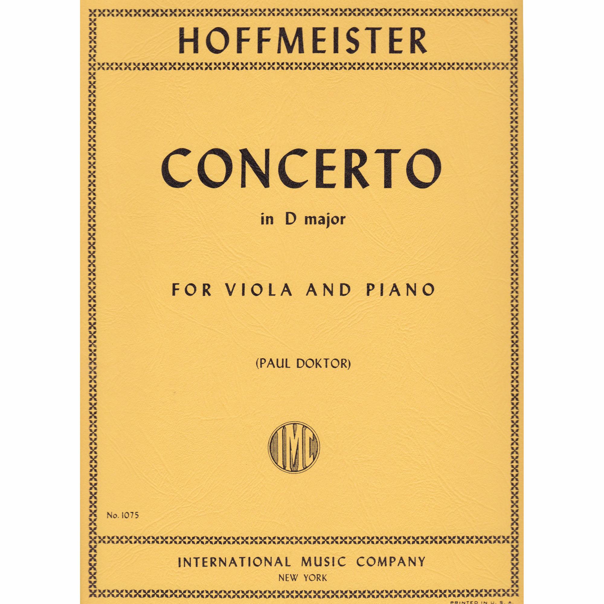 Hoffmeister -- Concerto in D Major for Viola and Piano