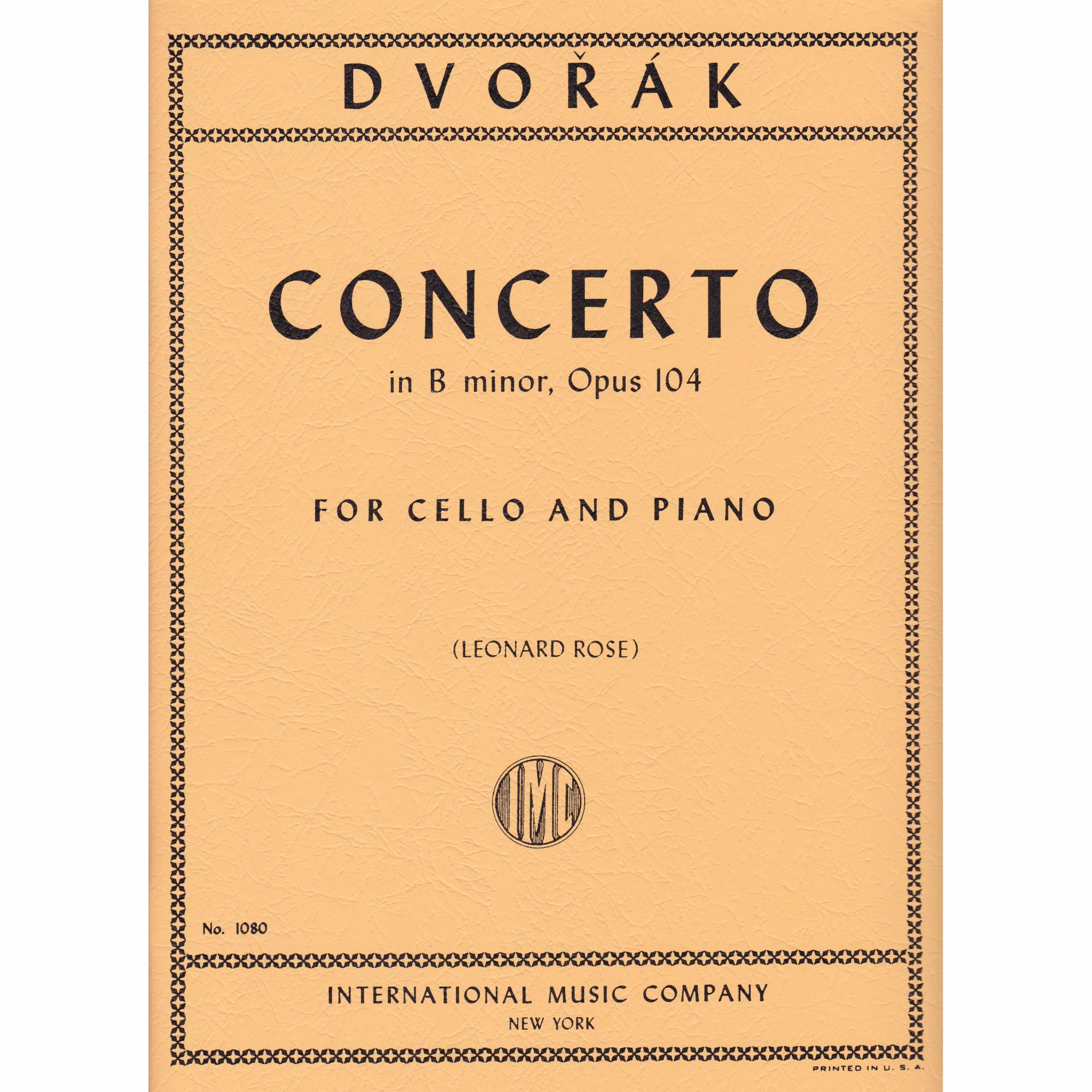 Dvorak -- Concerto in B Minor, Op. 104 for Cello and Piano