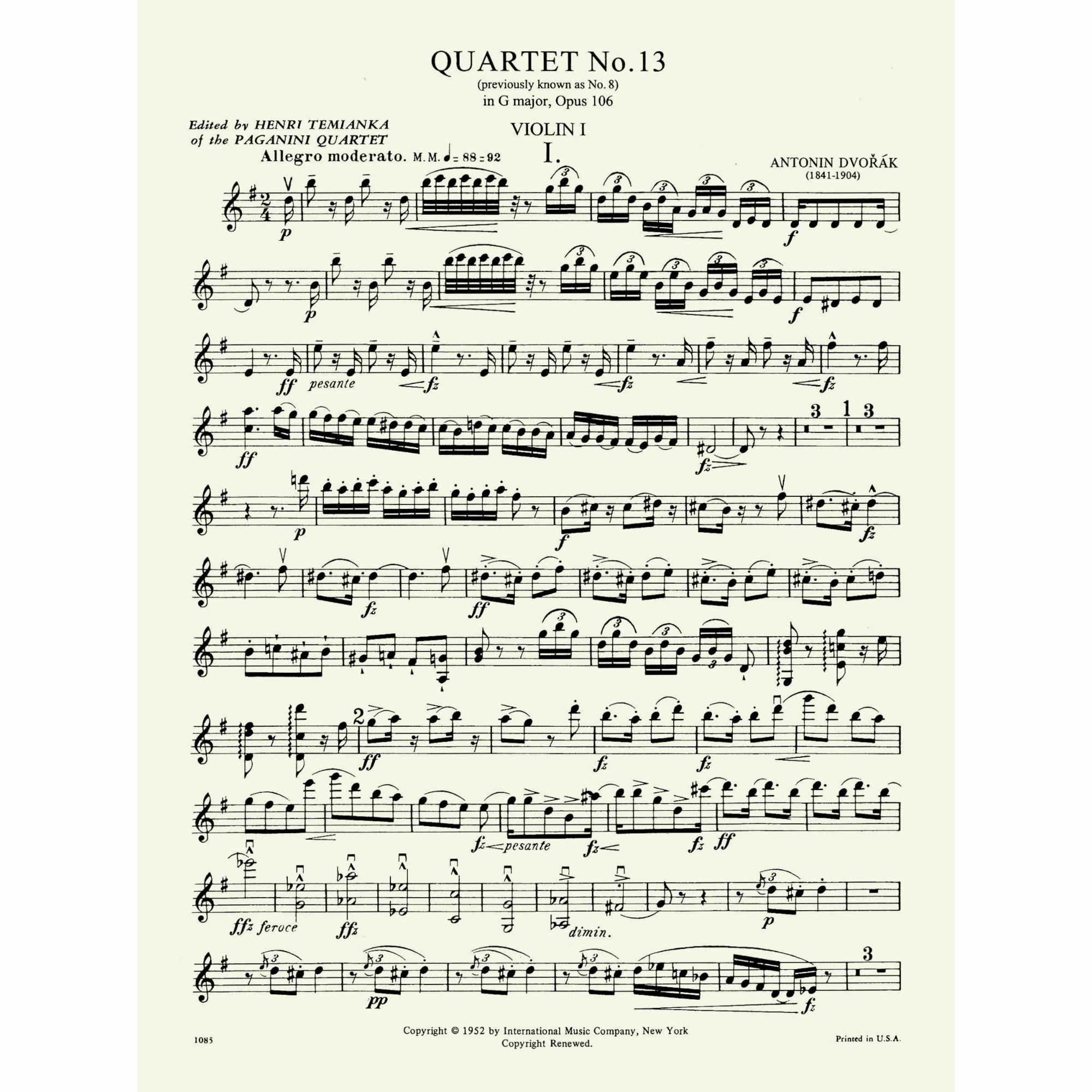 Sample: Violin I (Pg. 1)