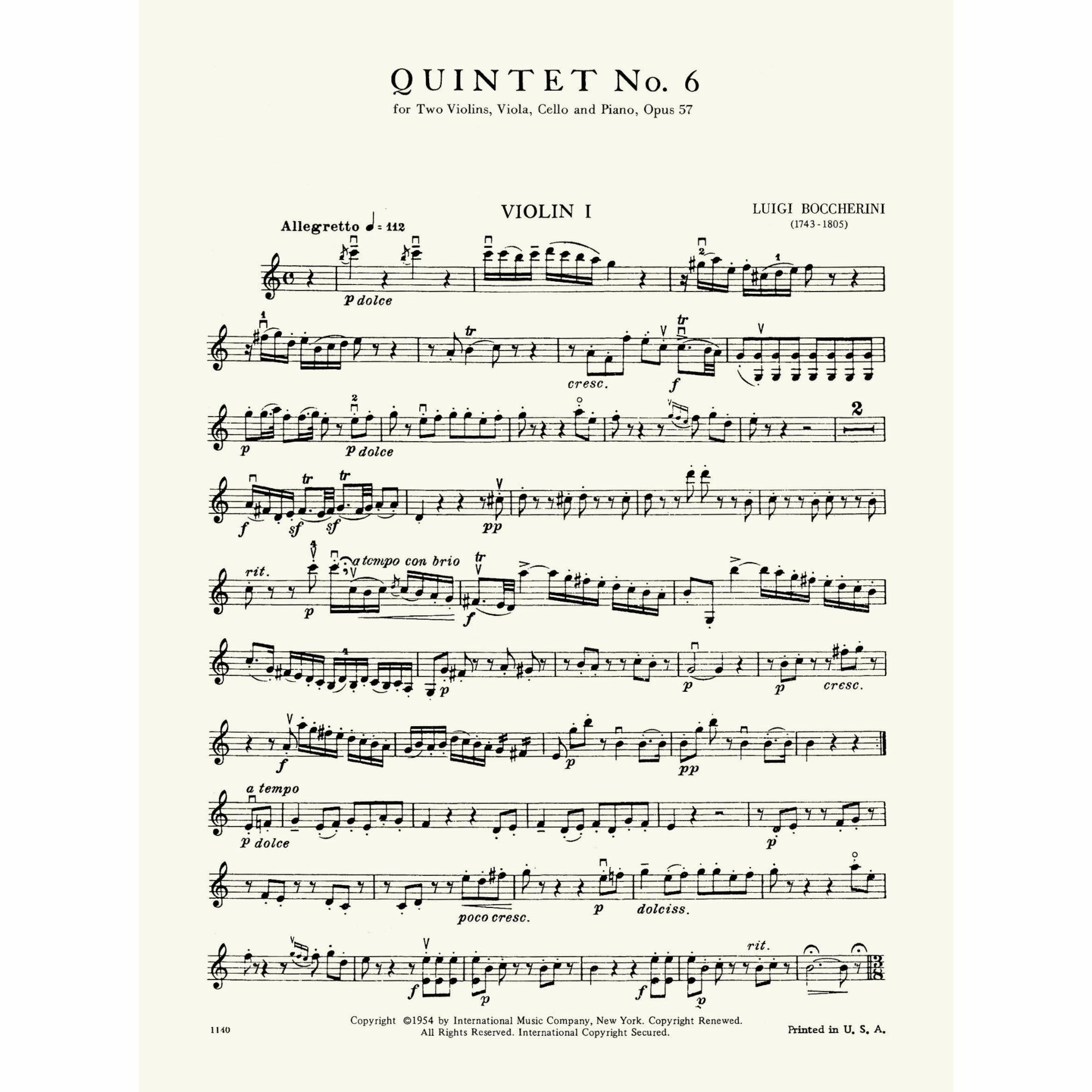 Sample: Violin I (Pg. 1)