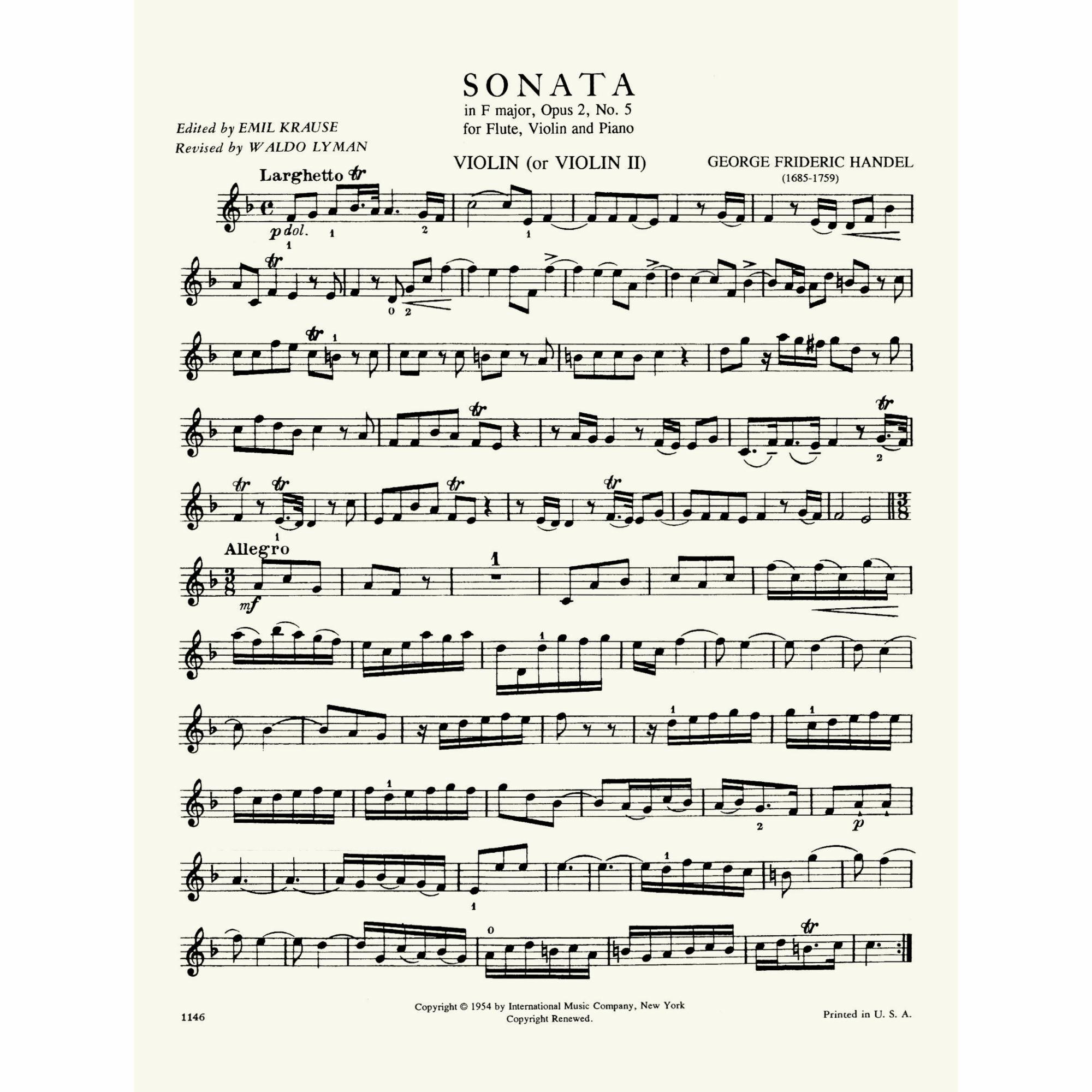 Sample: Violin II (Pg. 1)