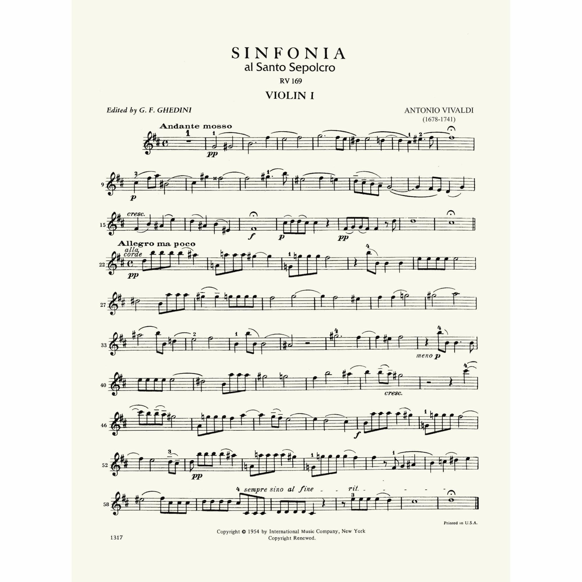 Sample: Violin I (Pg. 1)