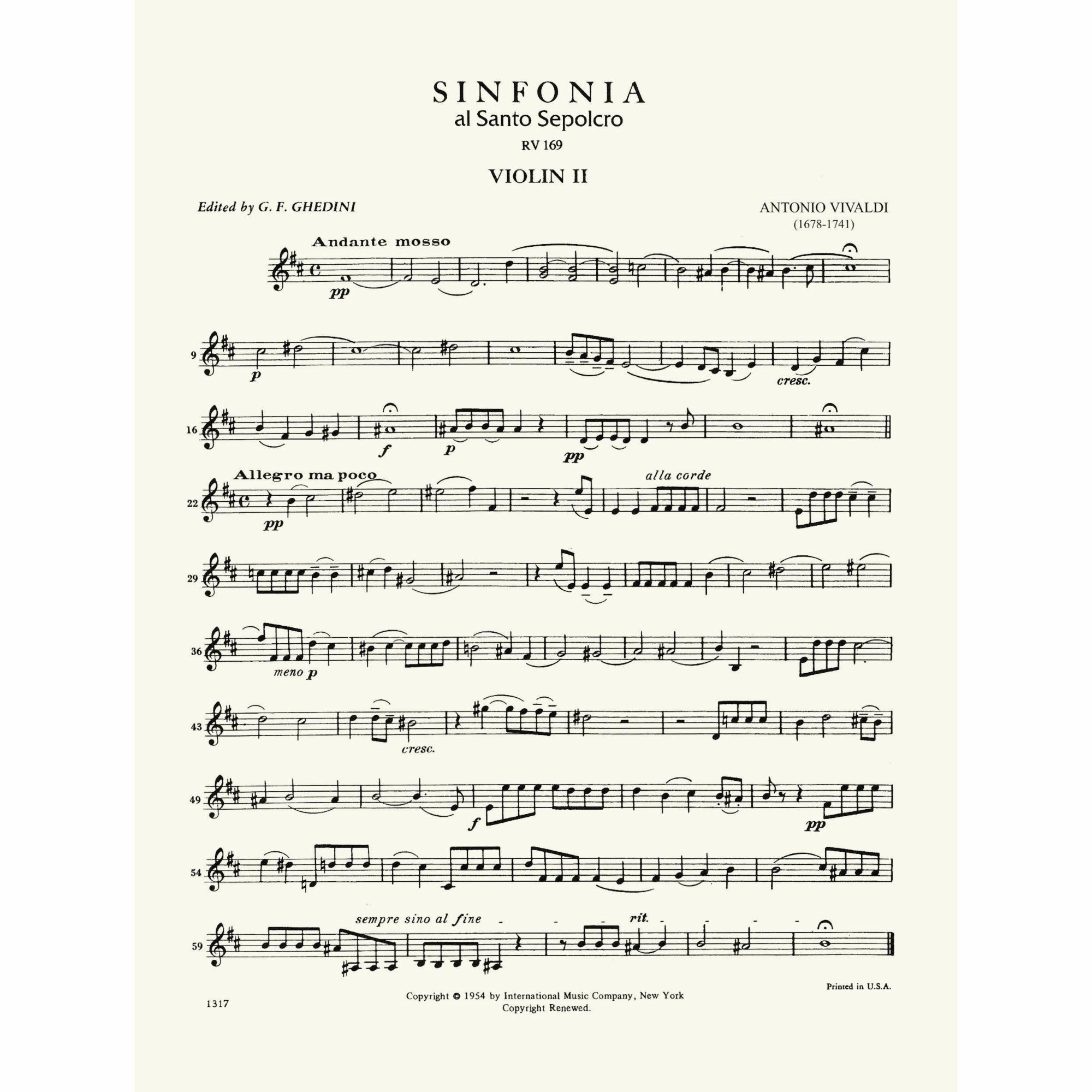 Sample: Violin II (Pg. 1)