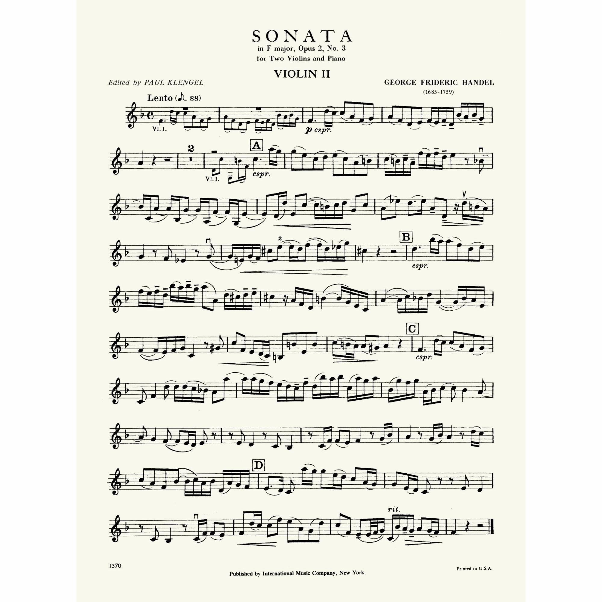 Sample: Violin II (Pg. 1)