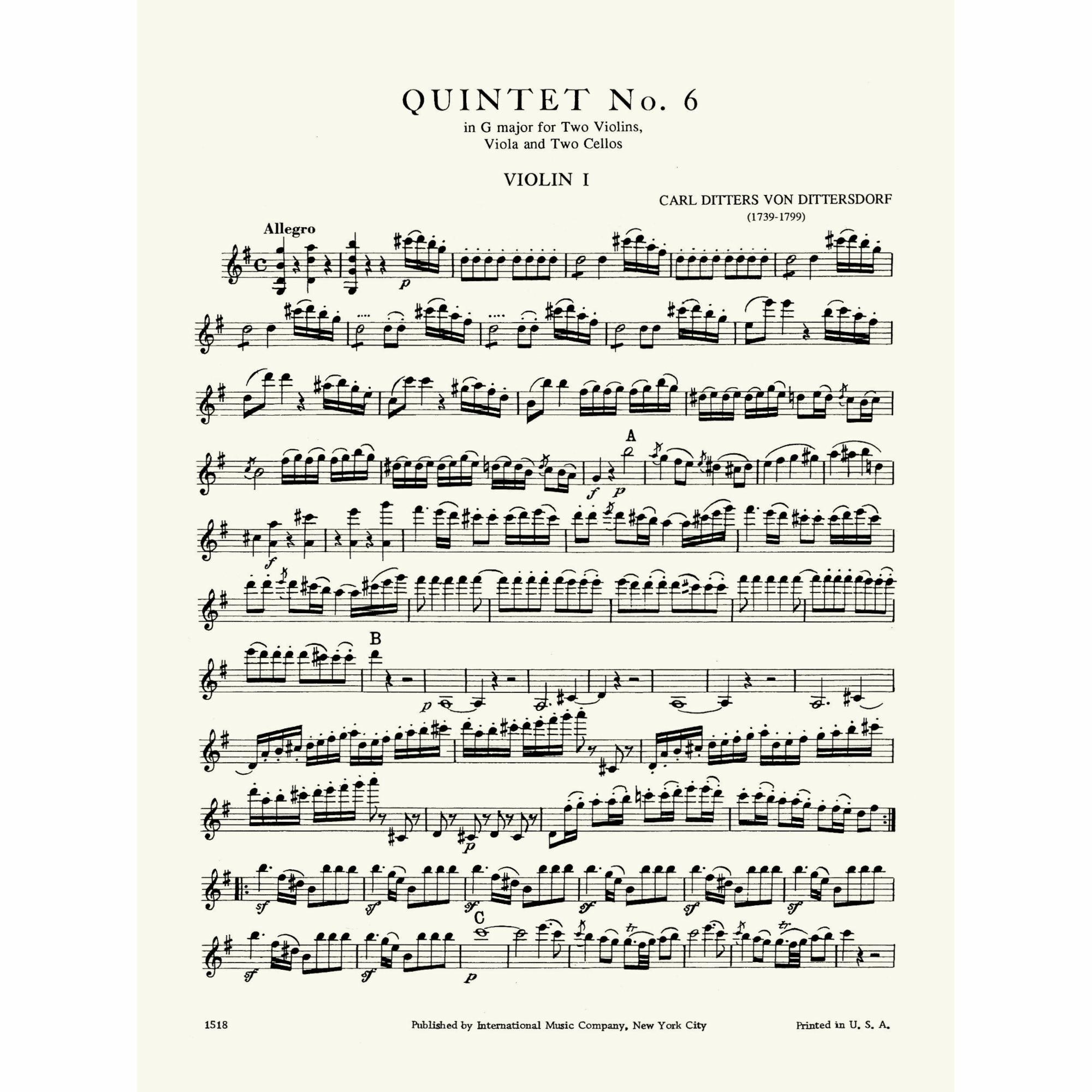 Sample: Violin I (Pg. 1)