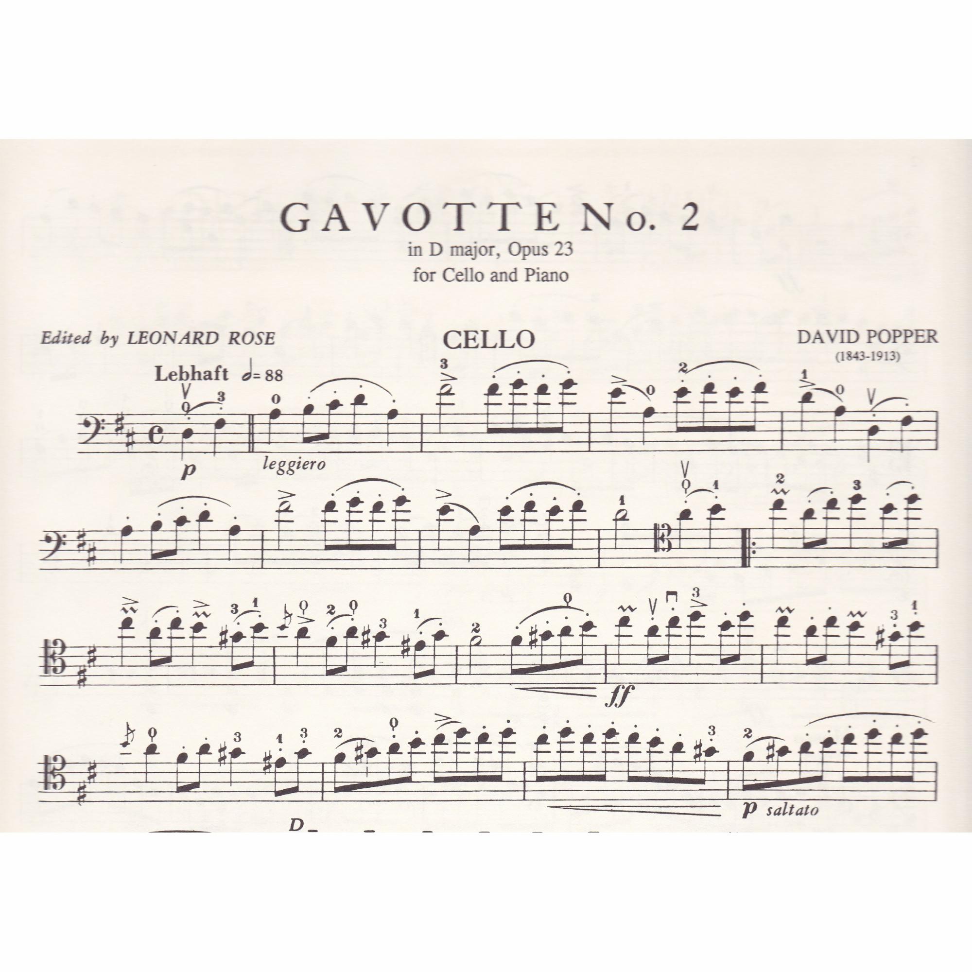 Gavotte No. 2 in D Major for Cello and Piano, Op. 23