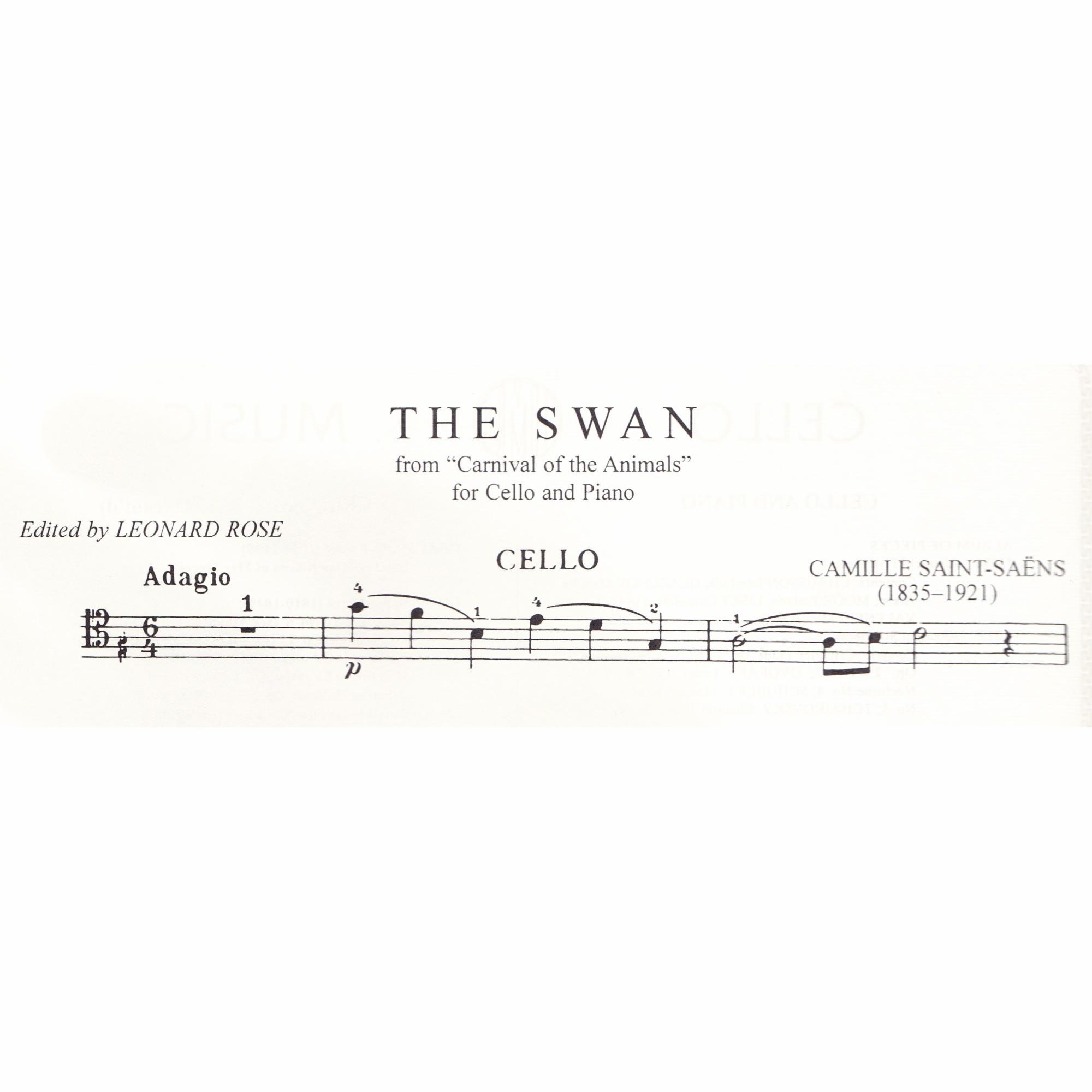 The Swan for Cello and Piano