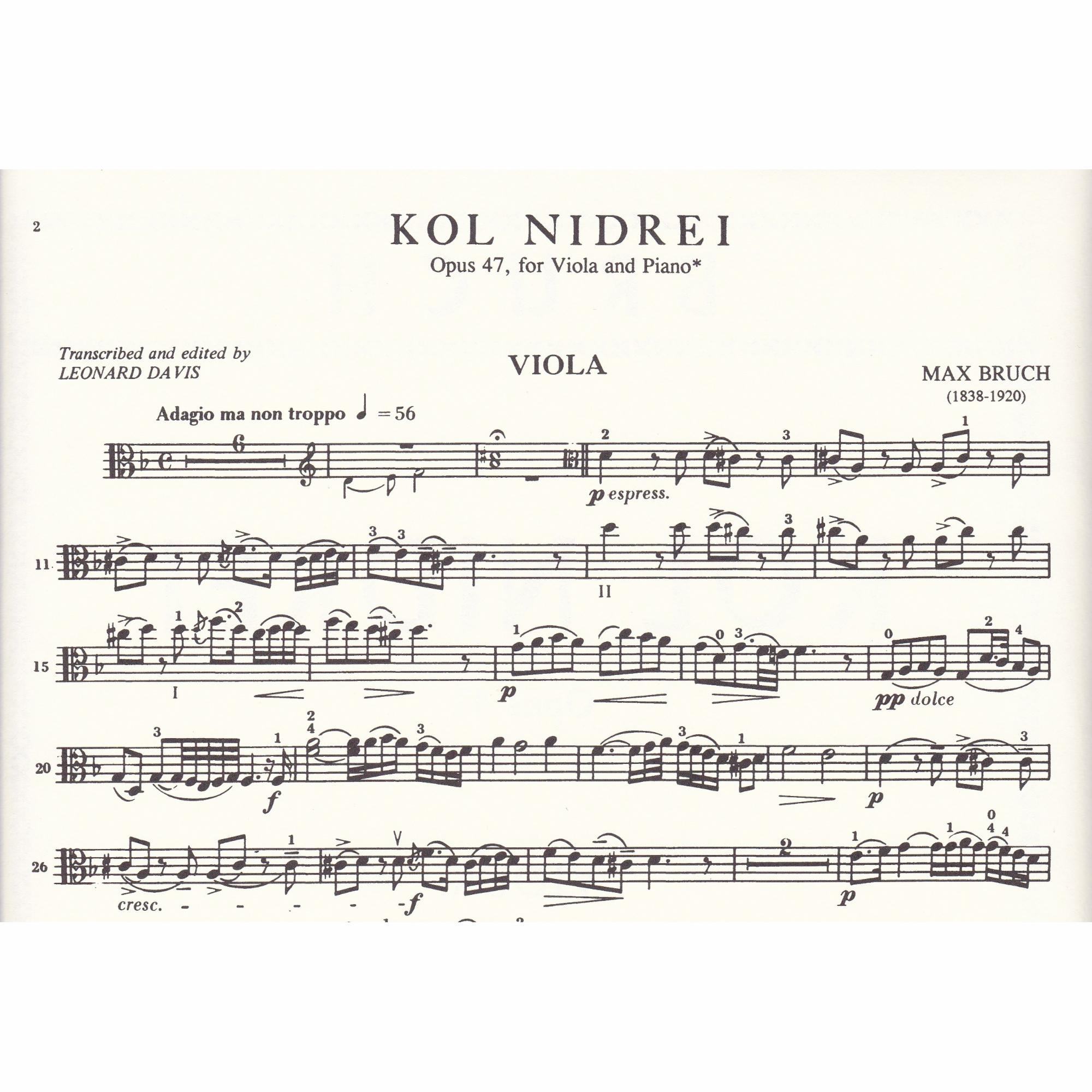 Bruch -- Kol Nidrei, Op 47 for Viola and Piano