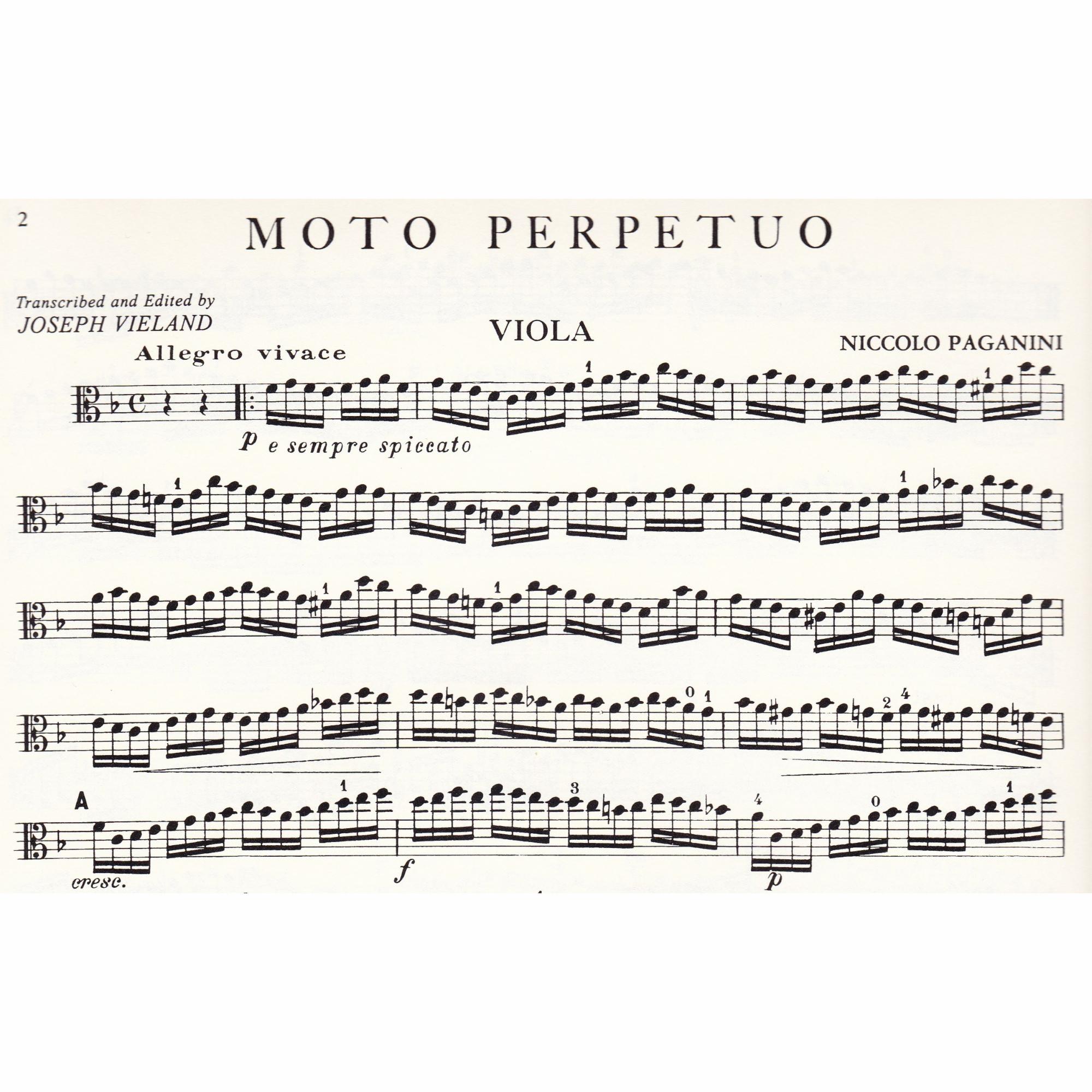 Paganini -- Moto Perpetuo, Op. 11 for Viola and Piano