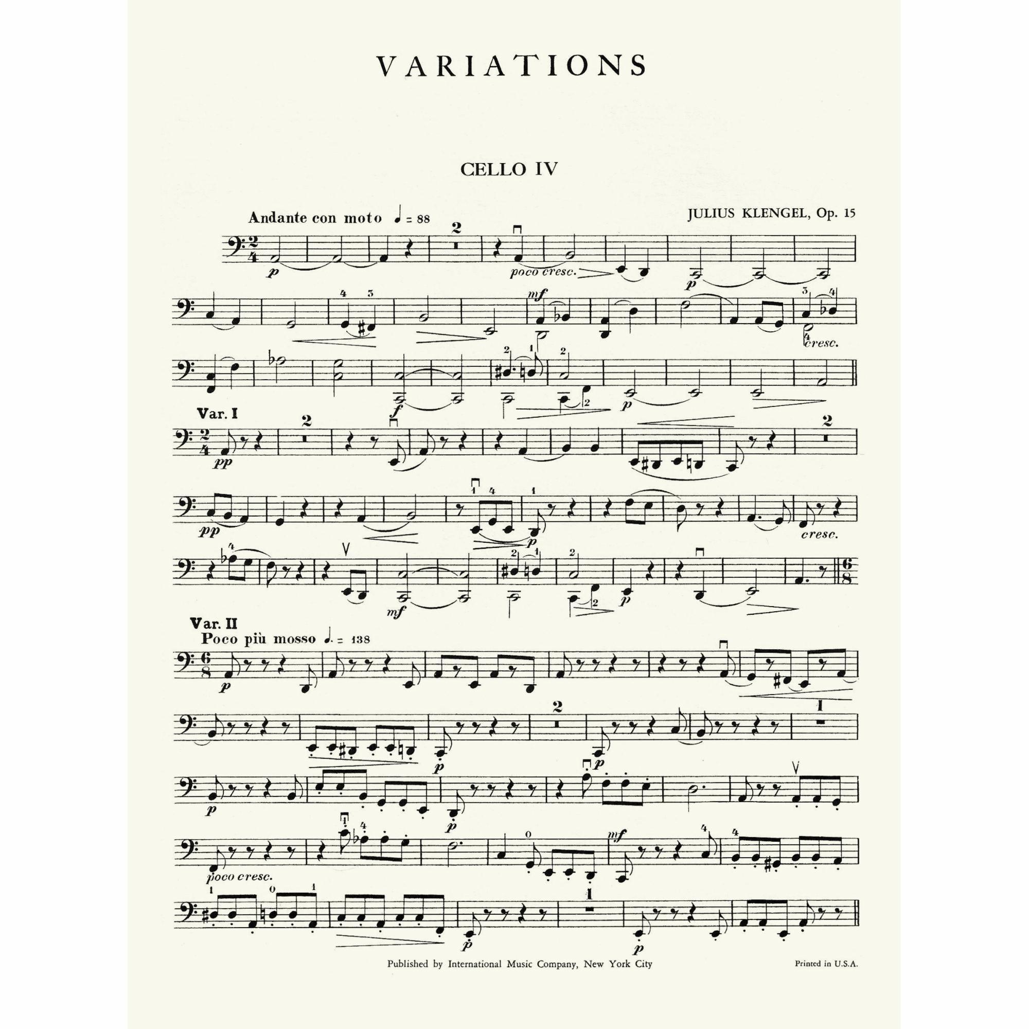 Sample: Cello IV (Pg. 1)