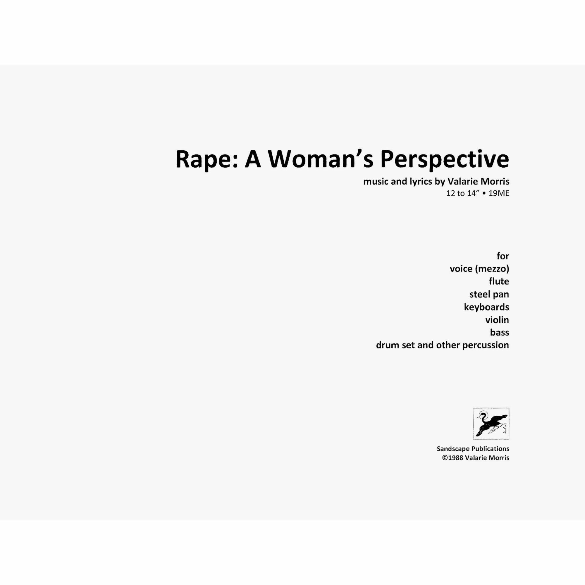 Morris -- Rape: A Woman's Perspective for Voice and Six Instrumentalists