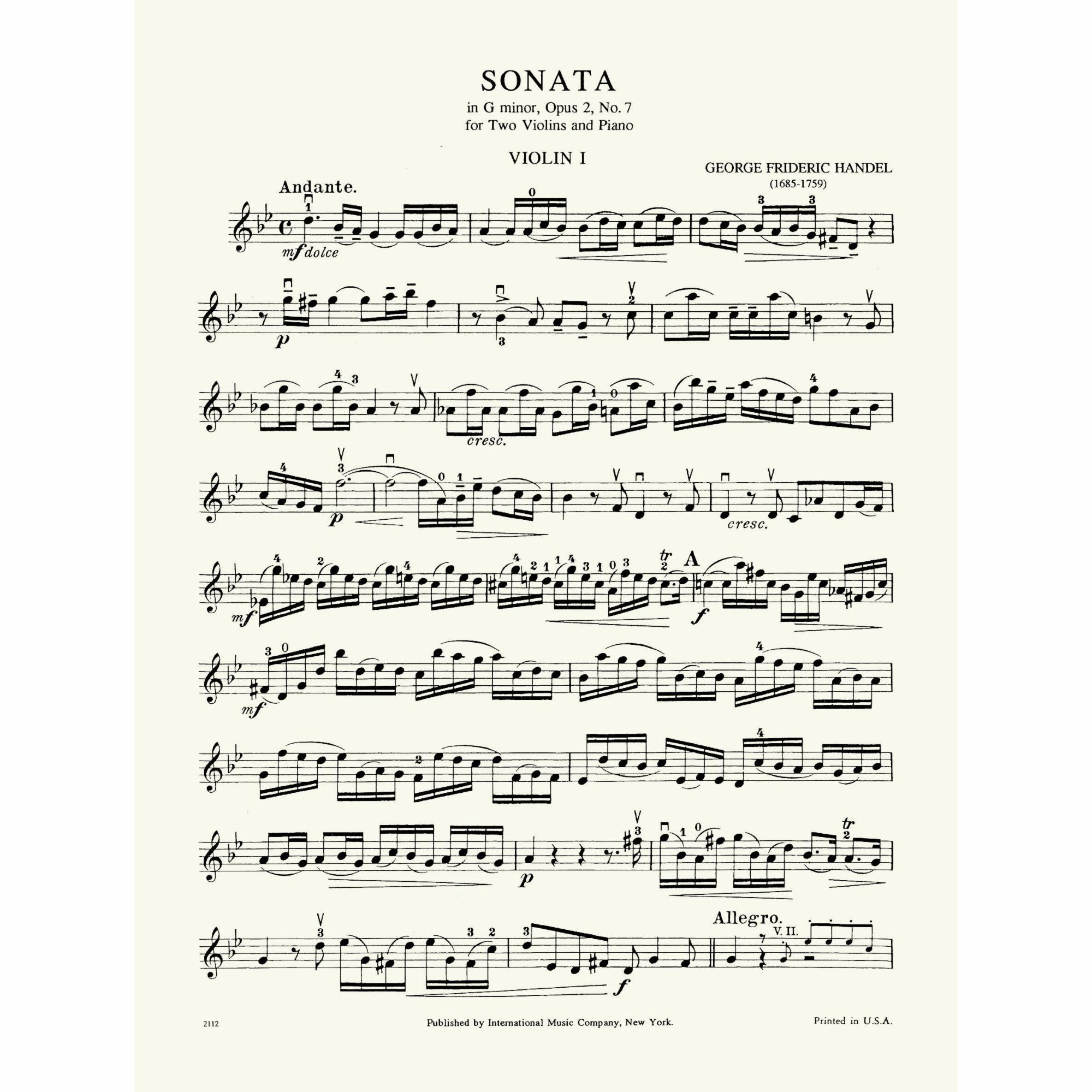 Sample: Violin I (Pg. 1)