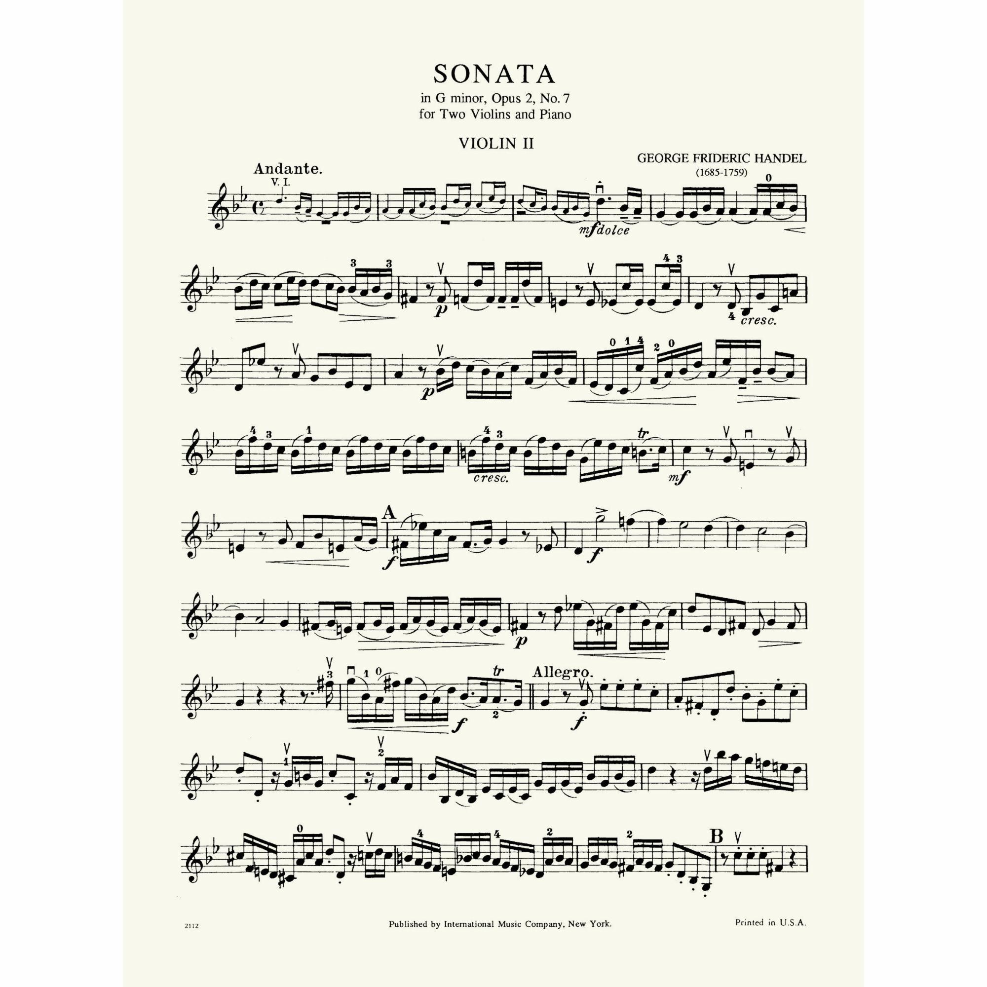 Sample: Violin II (Pg. 1)