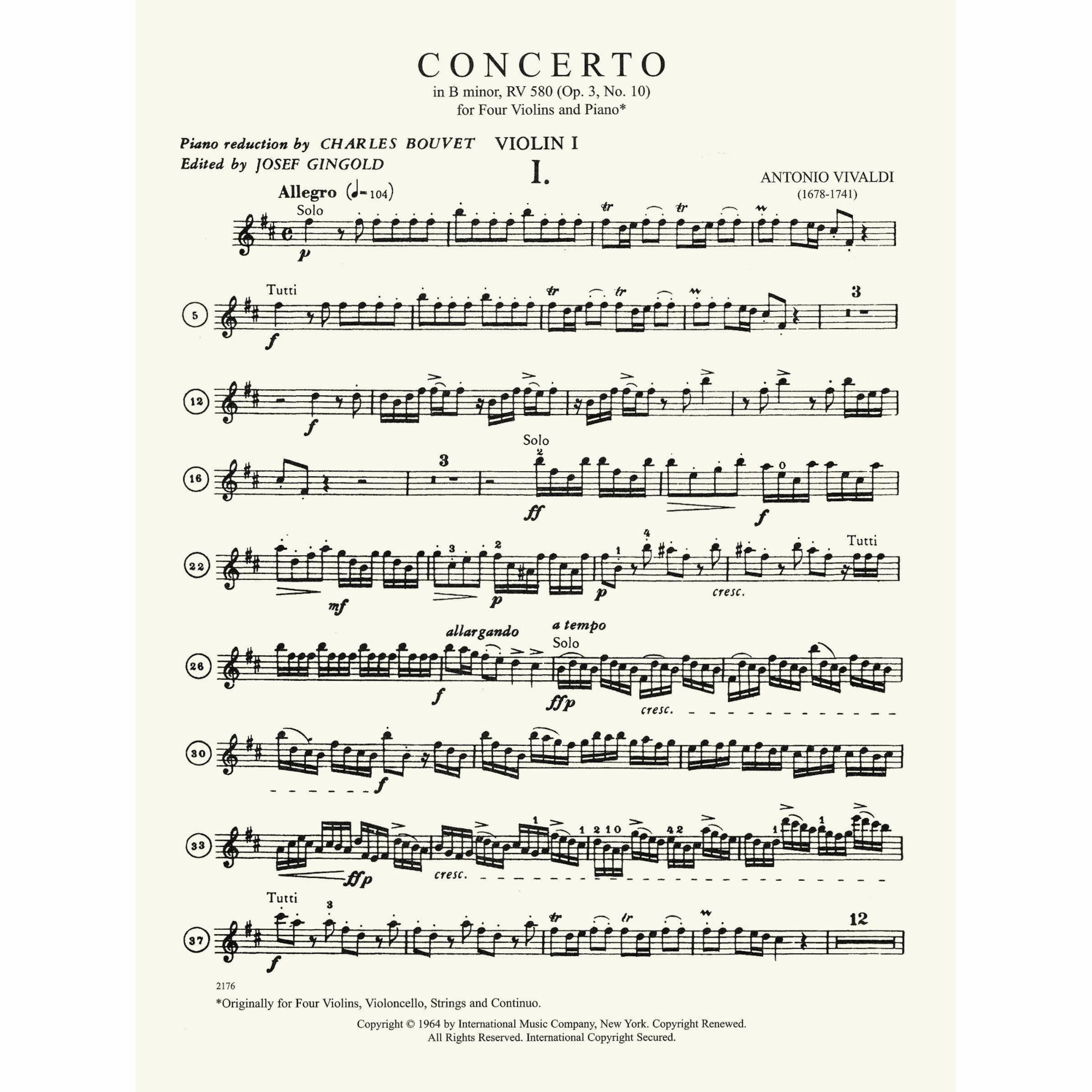 Sample: Violin I (Pg. 1)