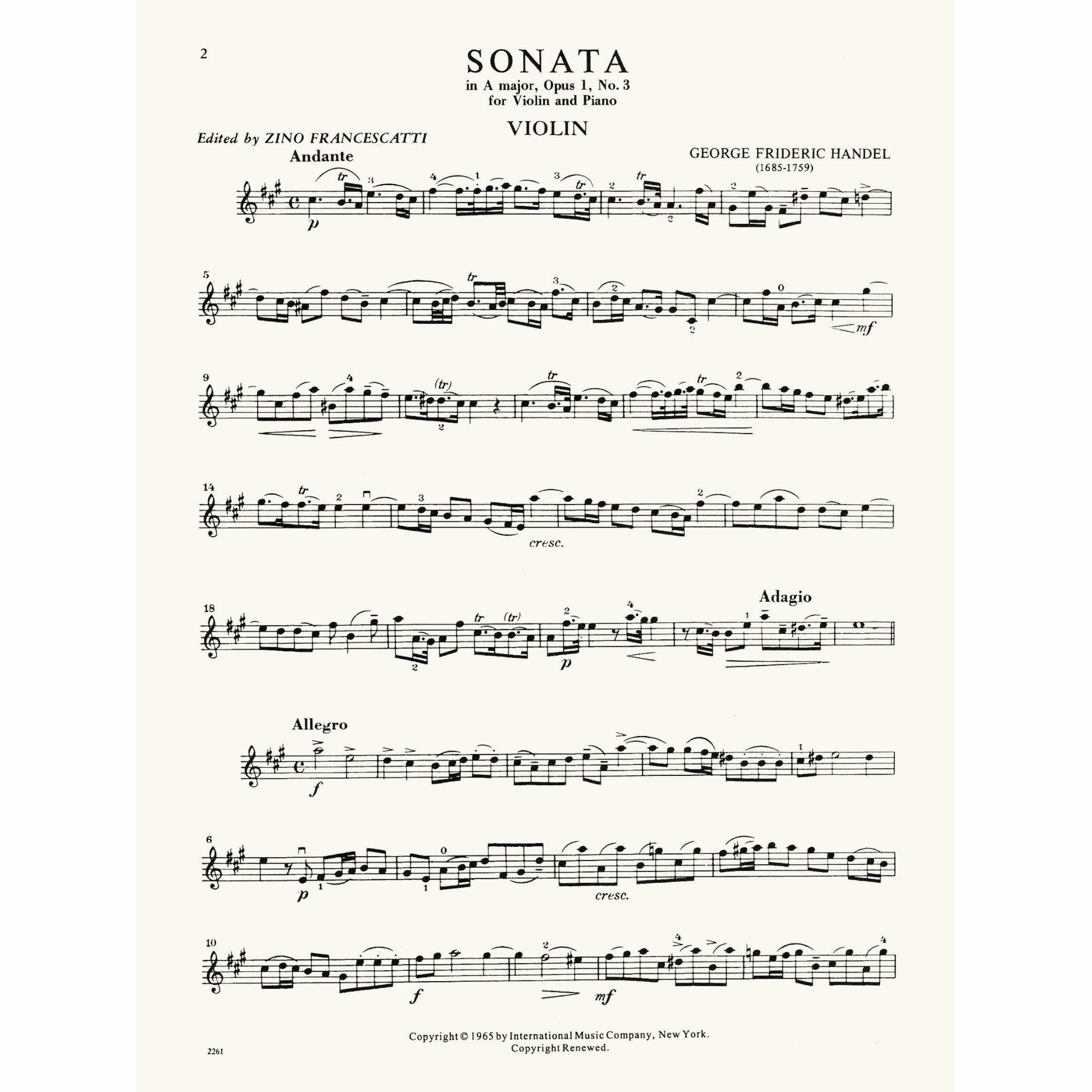 Sample: Vol. I, Violin Part