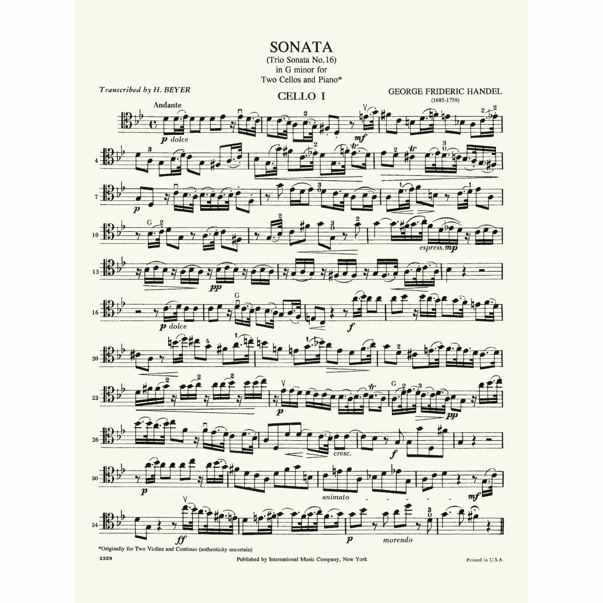 Sample: Cello I (Pg. 1)