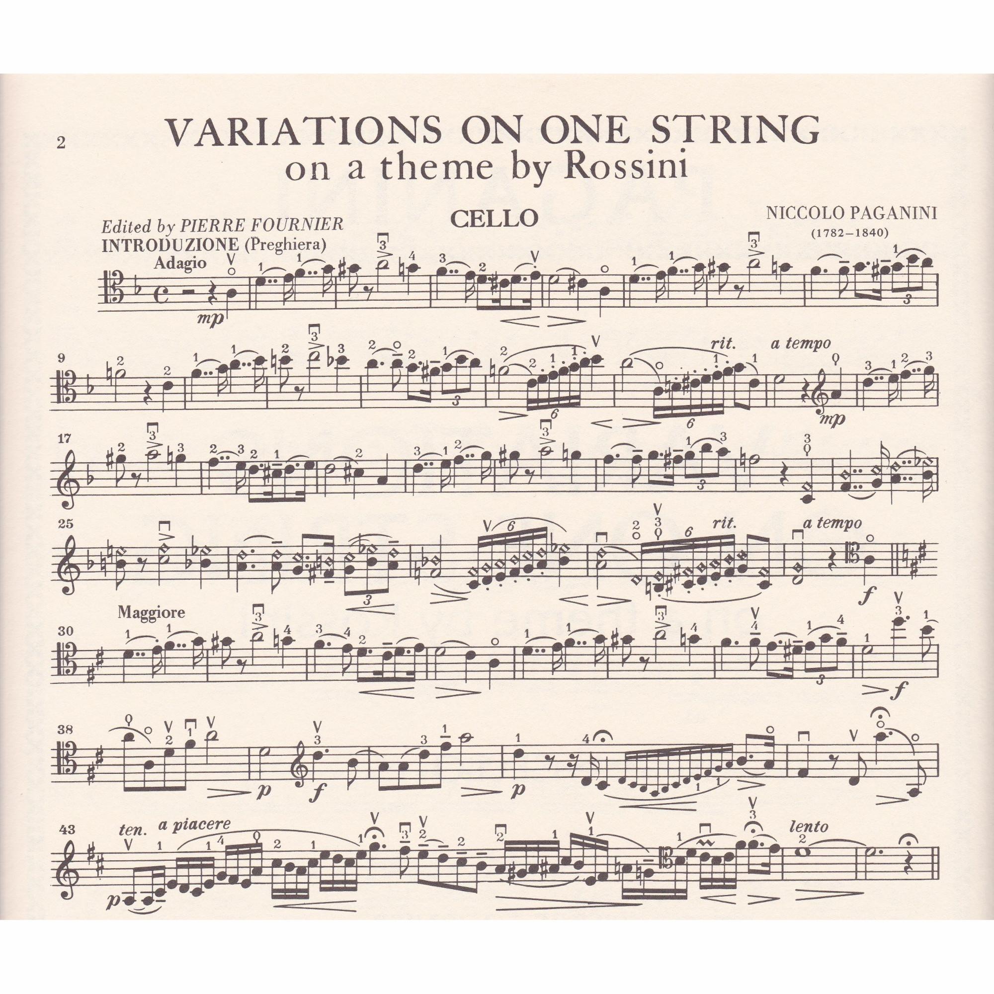 Rossini Variations on One String for Cello