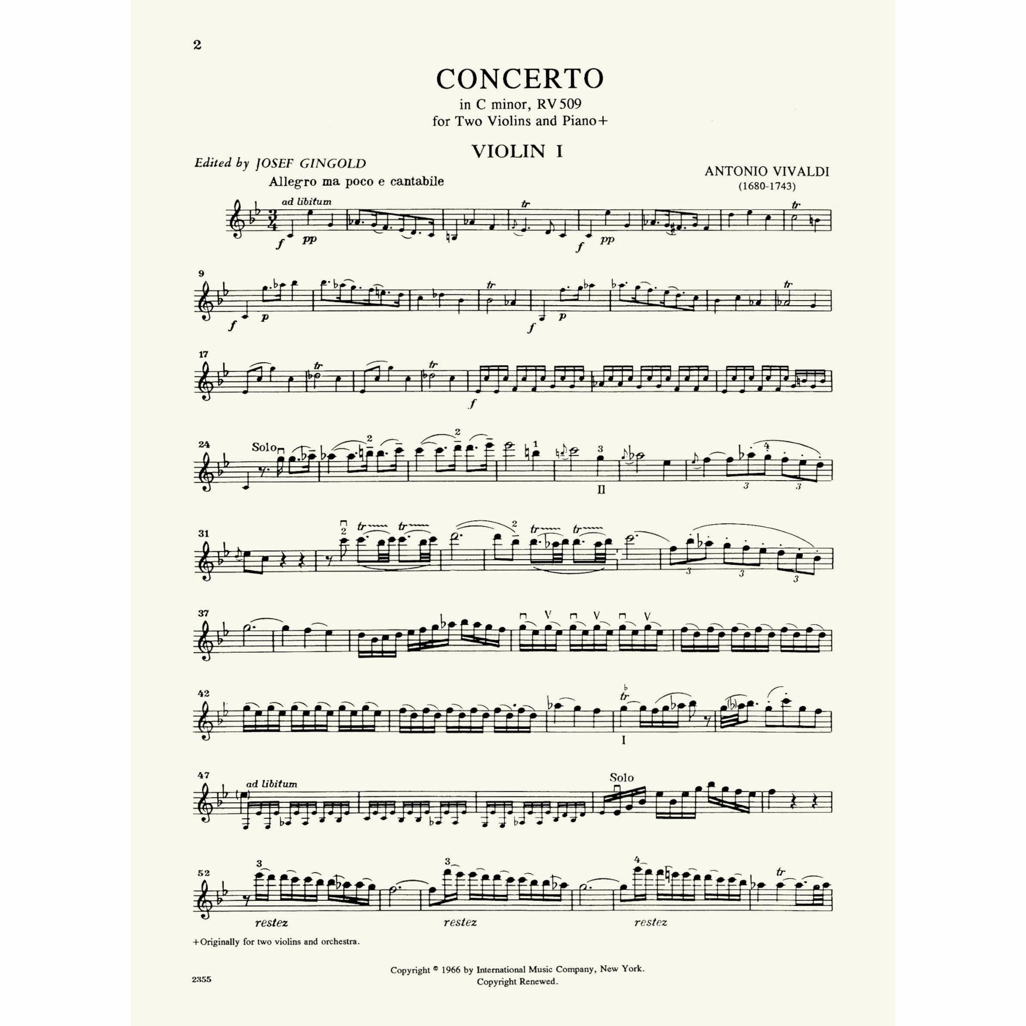 Sample: Violin I (Pg. 2)