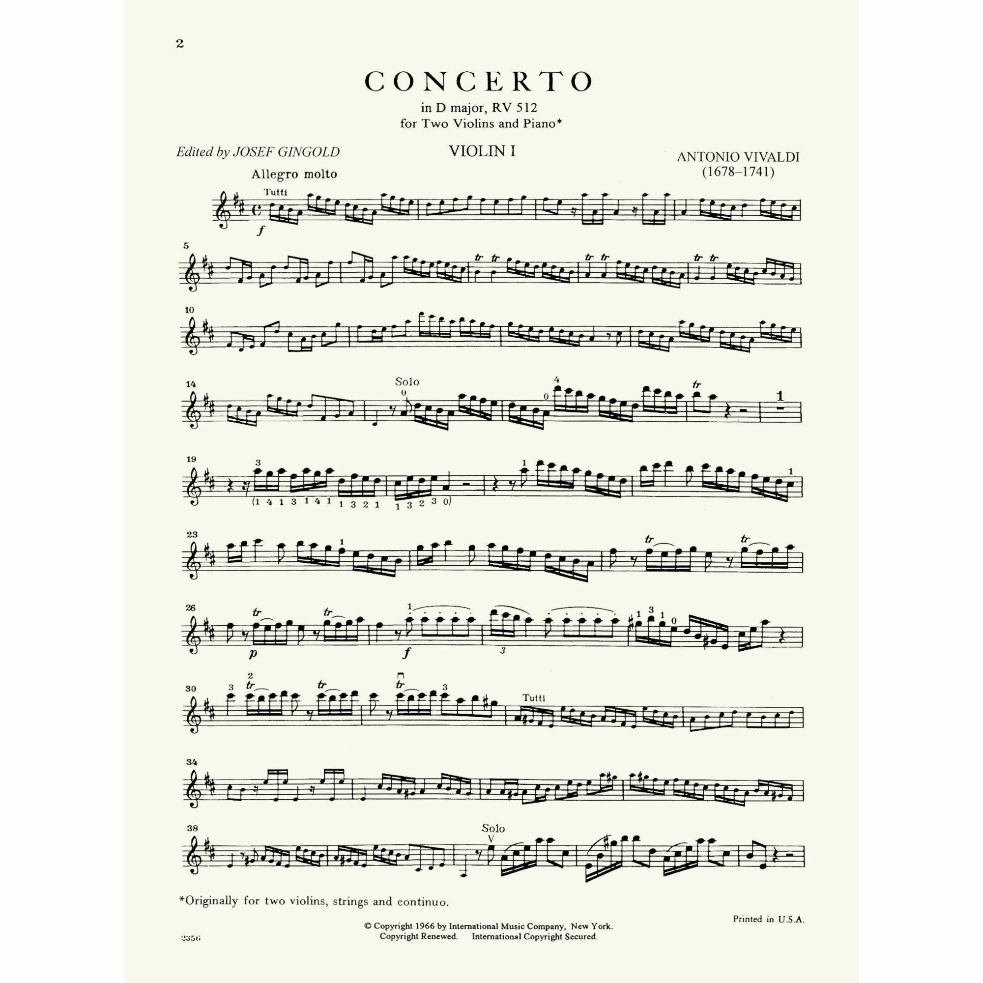 Sample: Violin I (Pg. 2)