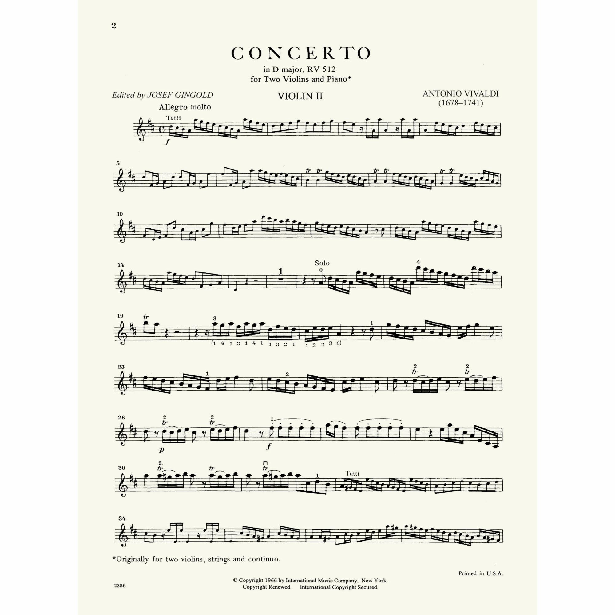 Sample: Violin II (Pg. 2)