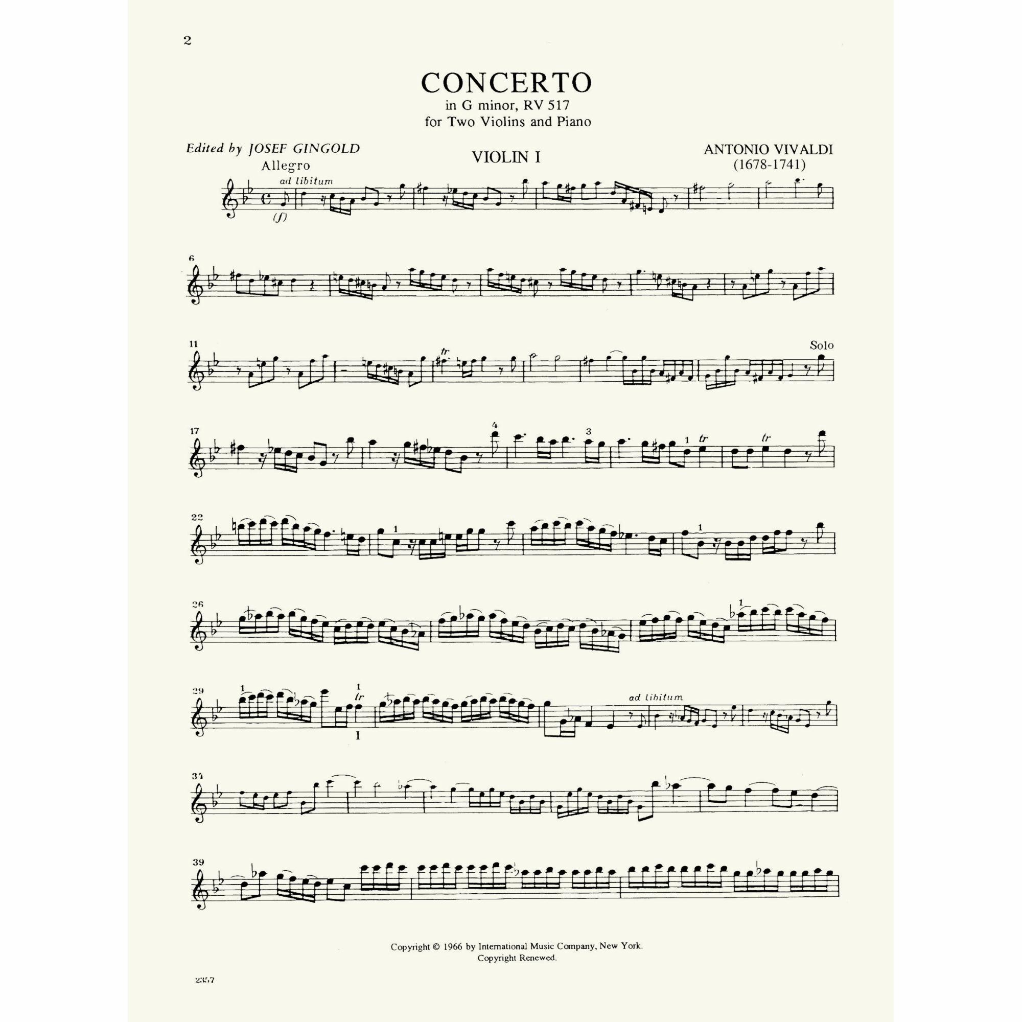 Sample: Violin I (Pg. 2)