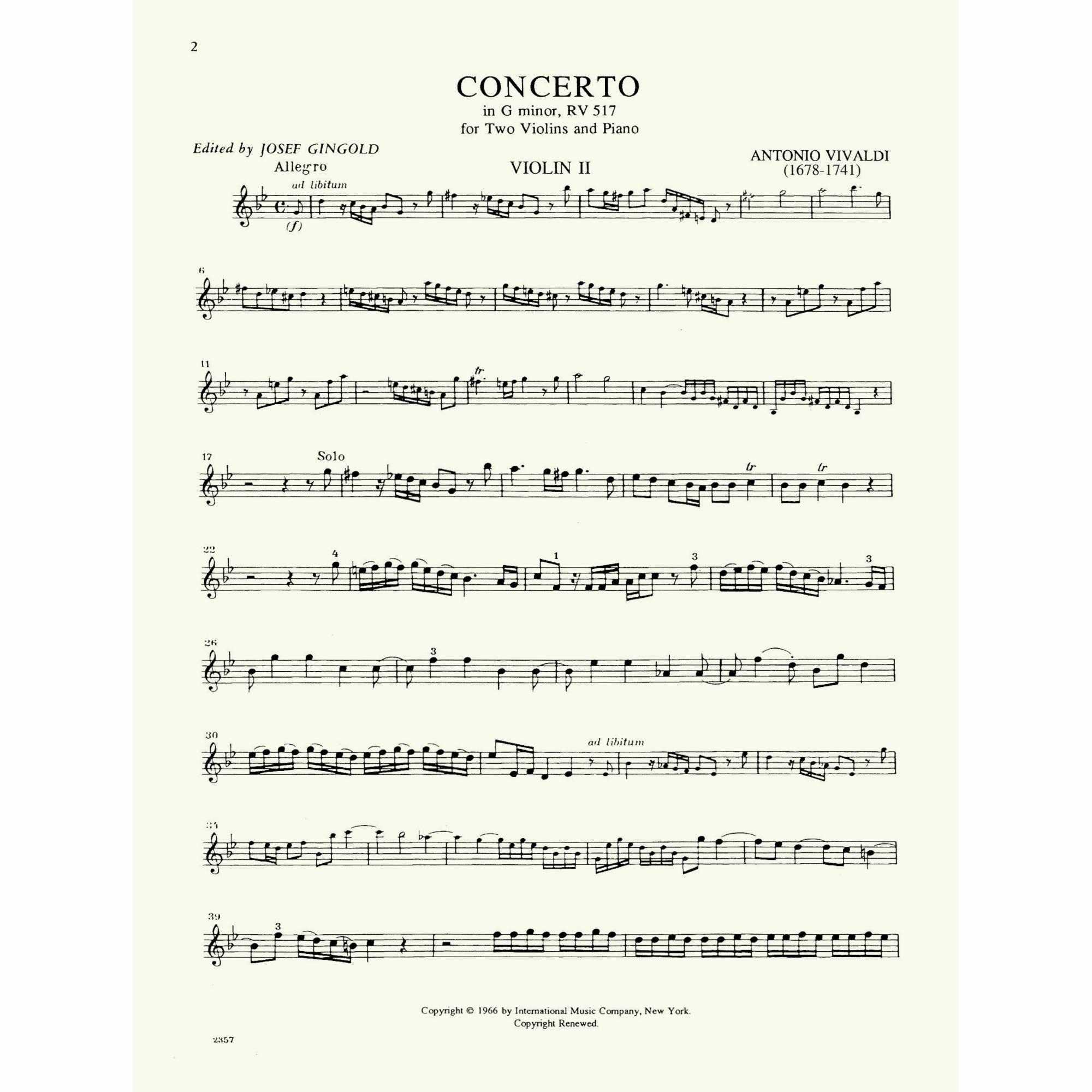 Sample: Violin II (Pg. 2)