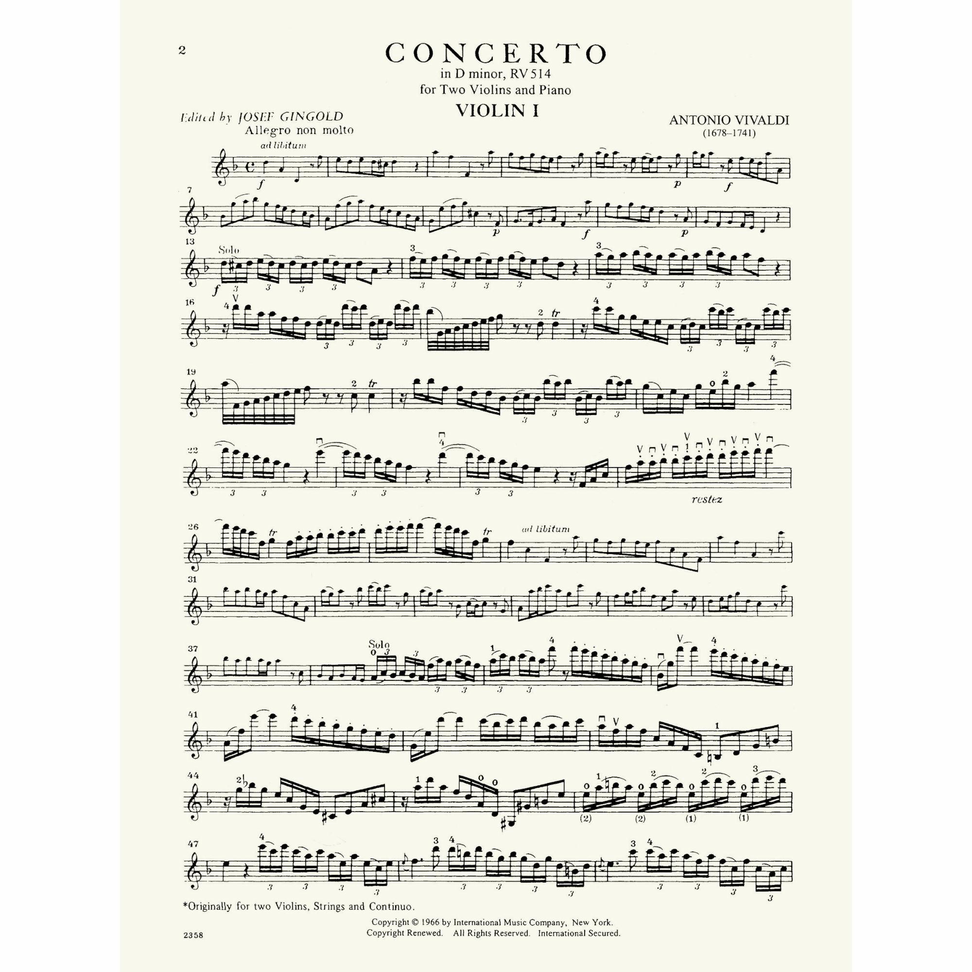 Sample: Violin I (Pg. 2)