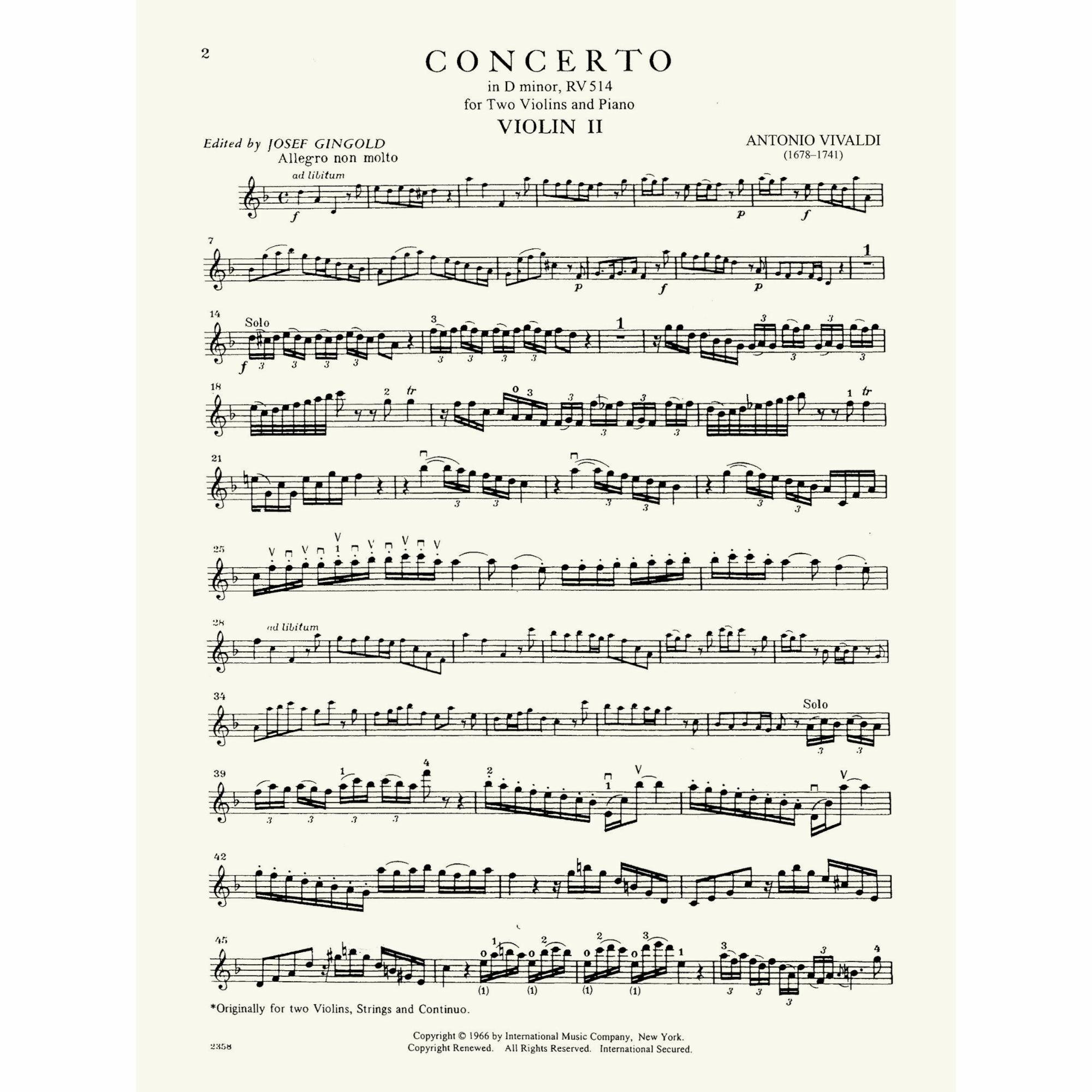 Sample: Violin II (Pg. 2)