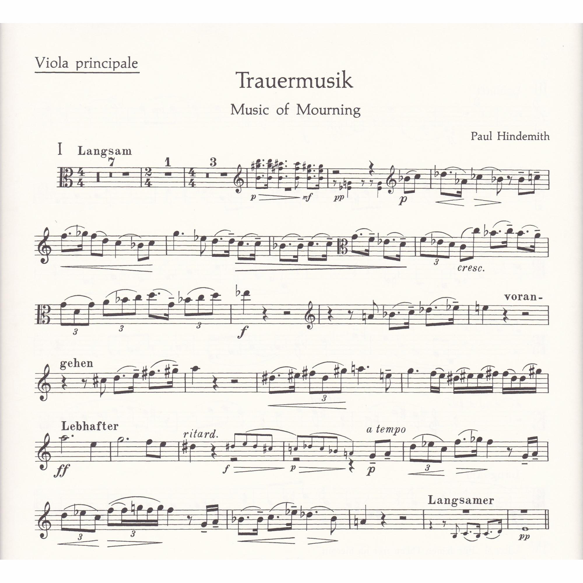 Hindemith -- Trauermusik for Viola (or Cello, or Violin) and Piano