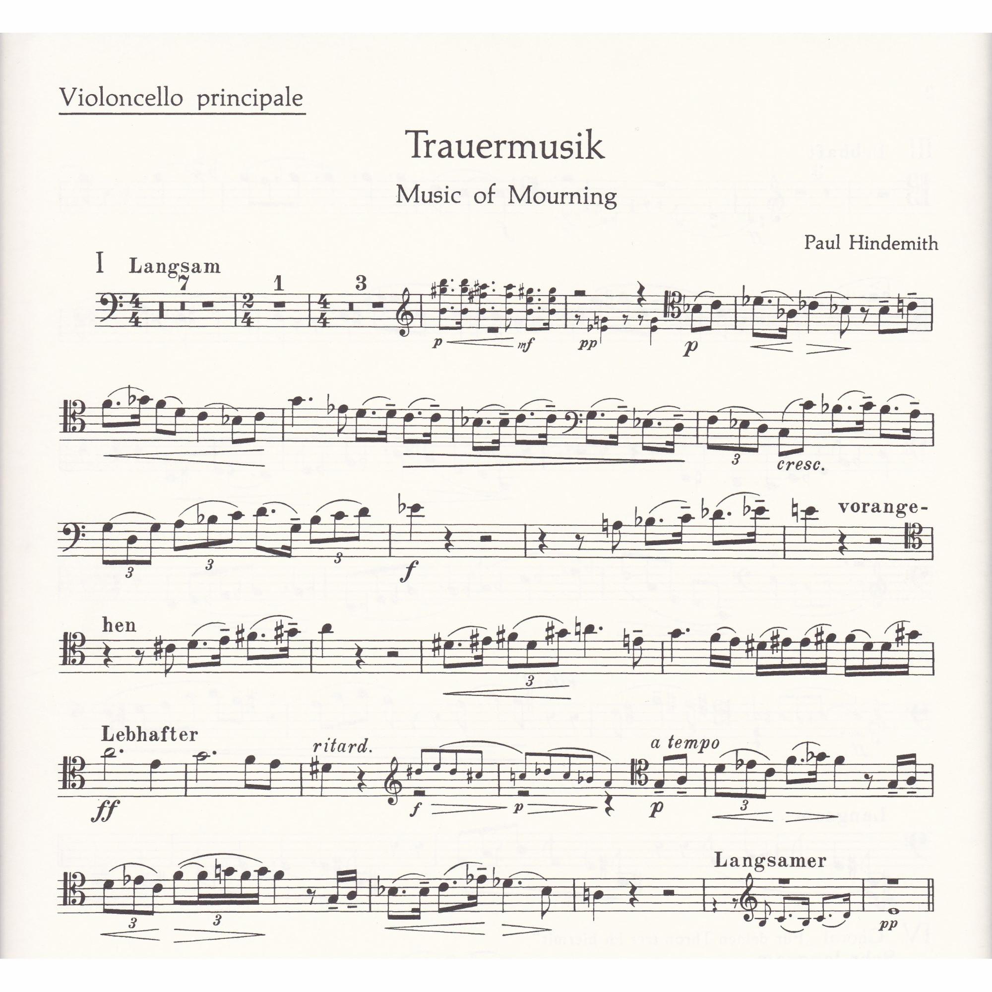 Hindemith -- Trauermusik for Viola (or Cello, or Violin) and Piano