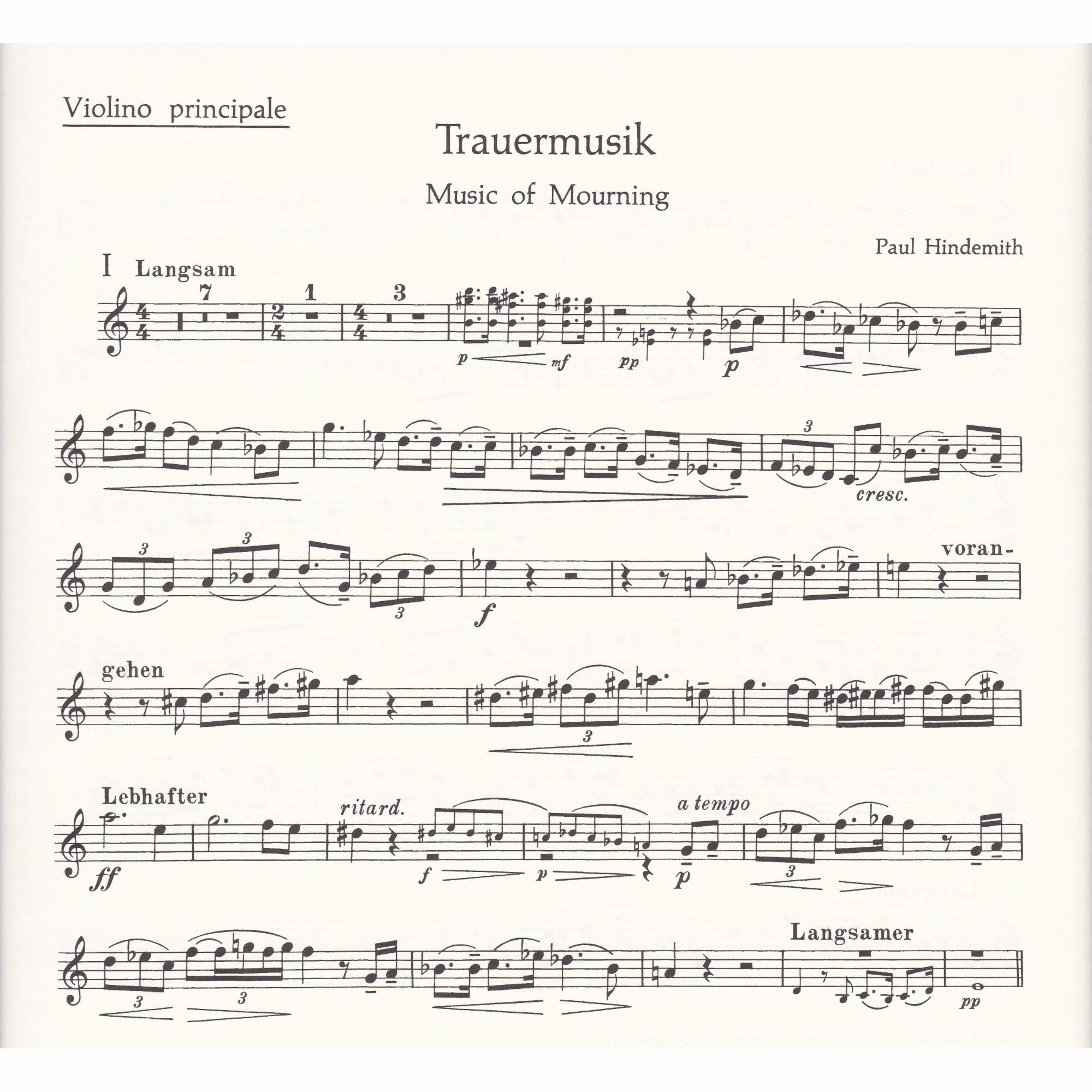 Hindemith -- Trauermusik for Viola (or Cello, or Violin) and Piano