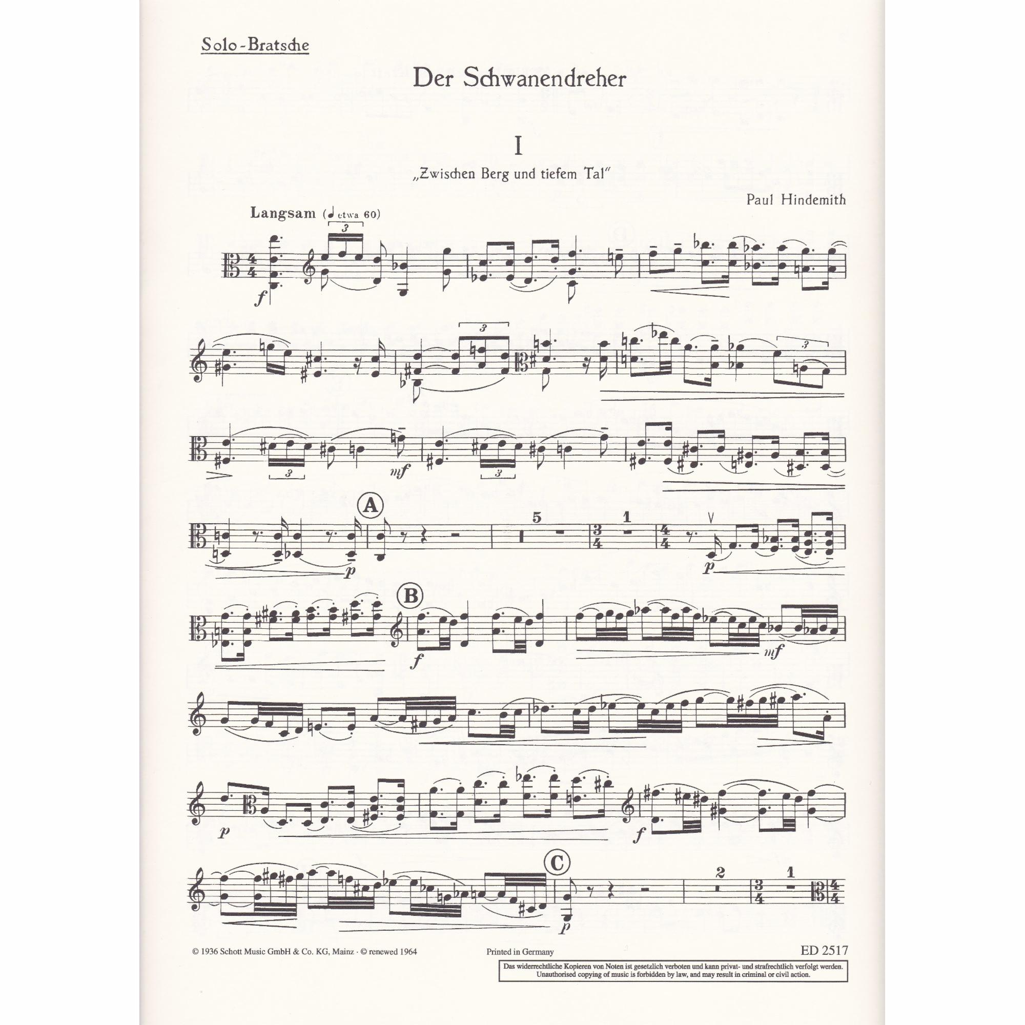 Hindemith -- Der Schwanendreher for Viola and Piano