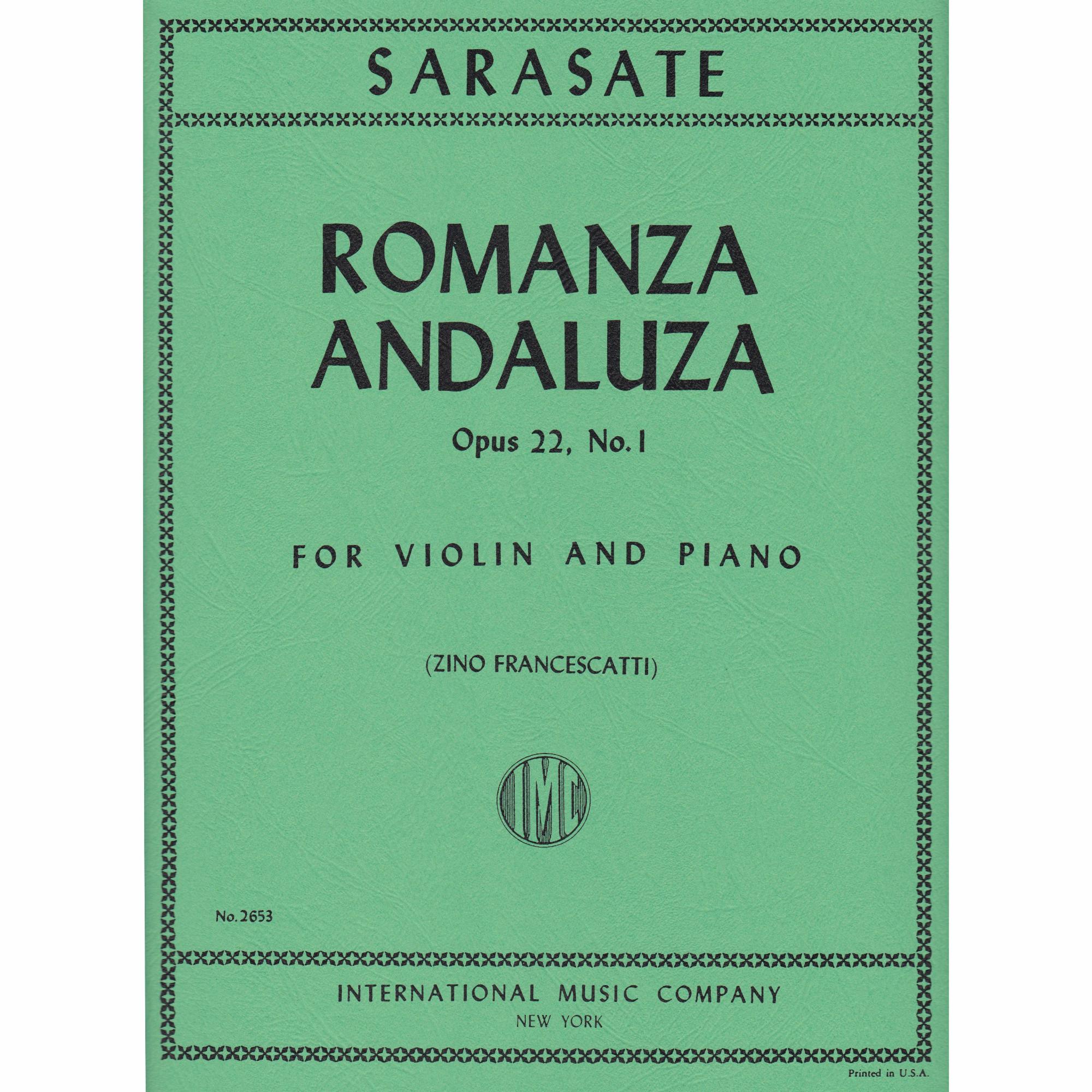 Sarasate -- Romanza Andaluza, Op. 22 for Violin and Piano