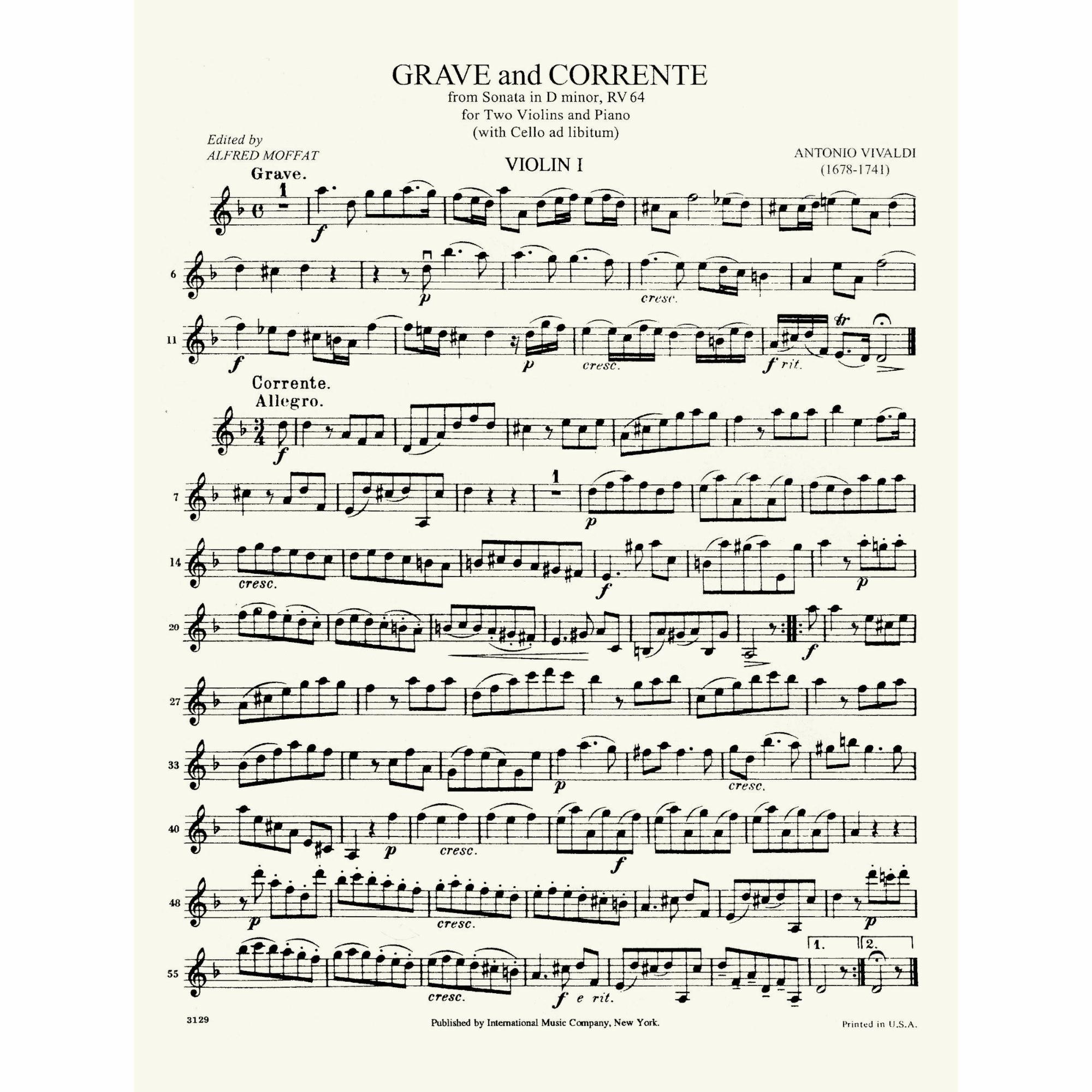 Sample: Violin I (Pg. 1)