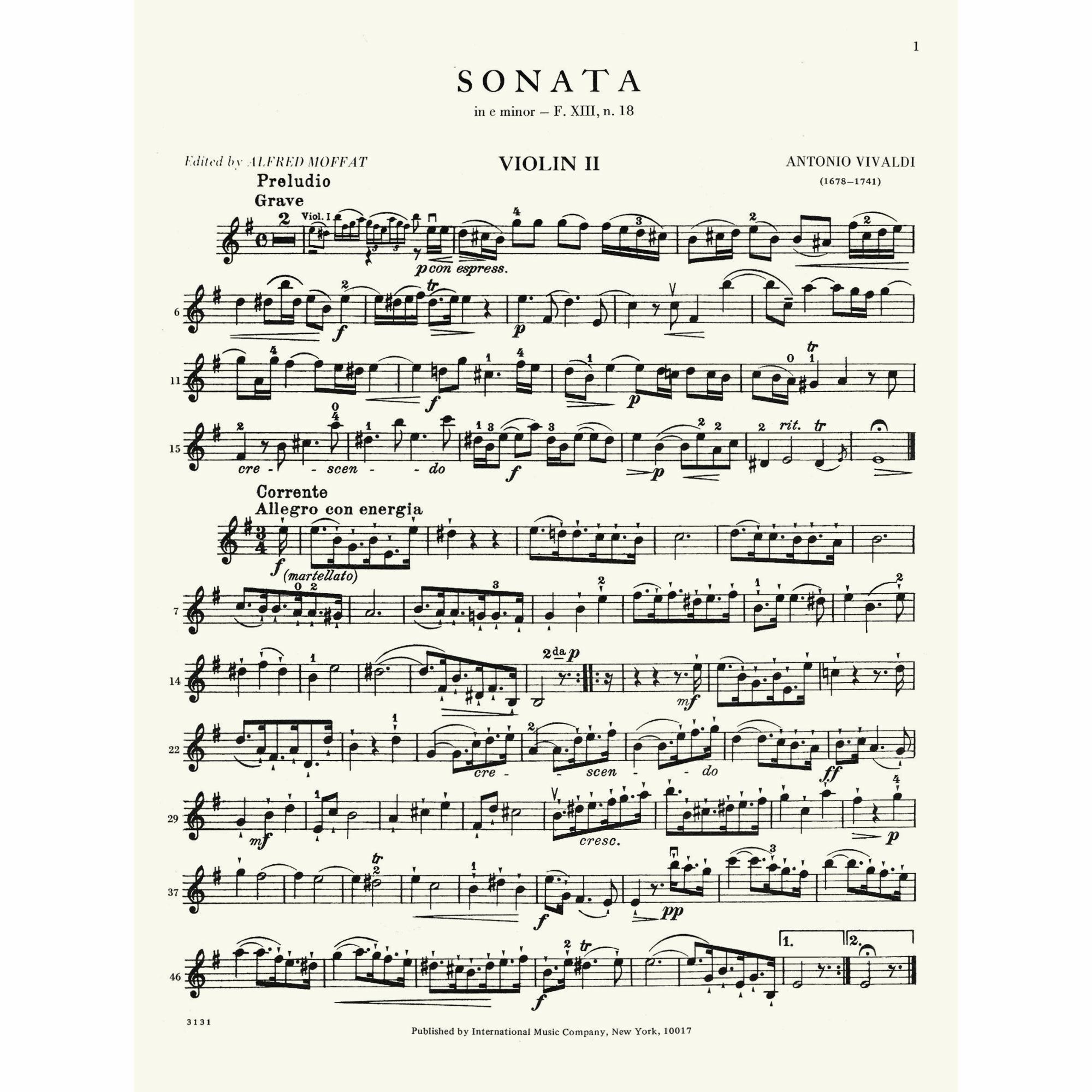 Sample: Violin II (Pg. 1)