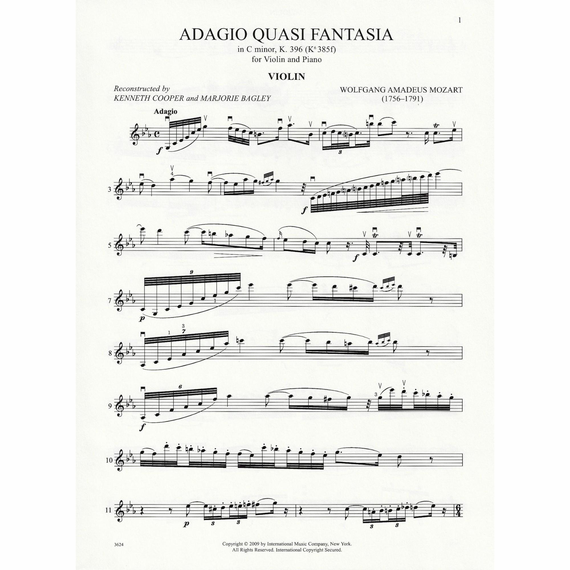 Sample: Violin Part (Pg. 1)