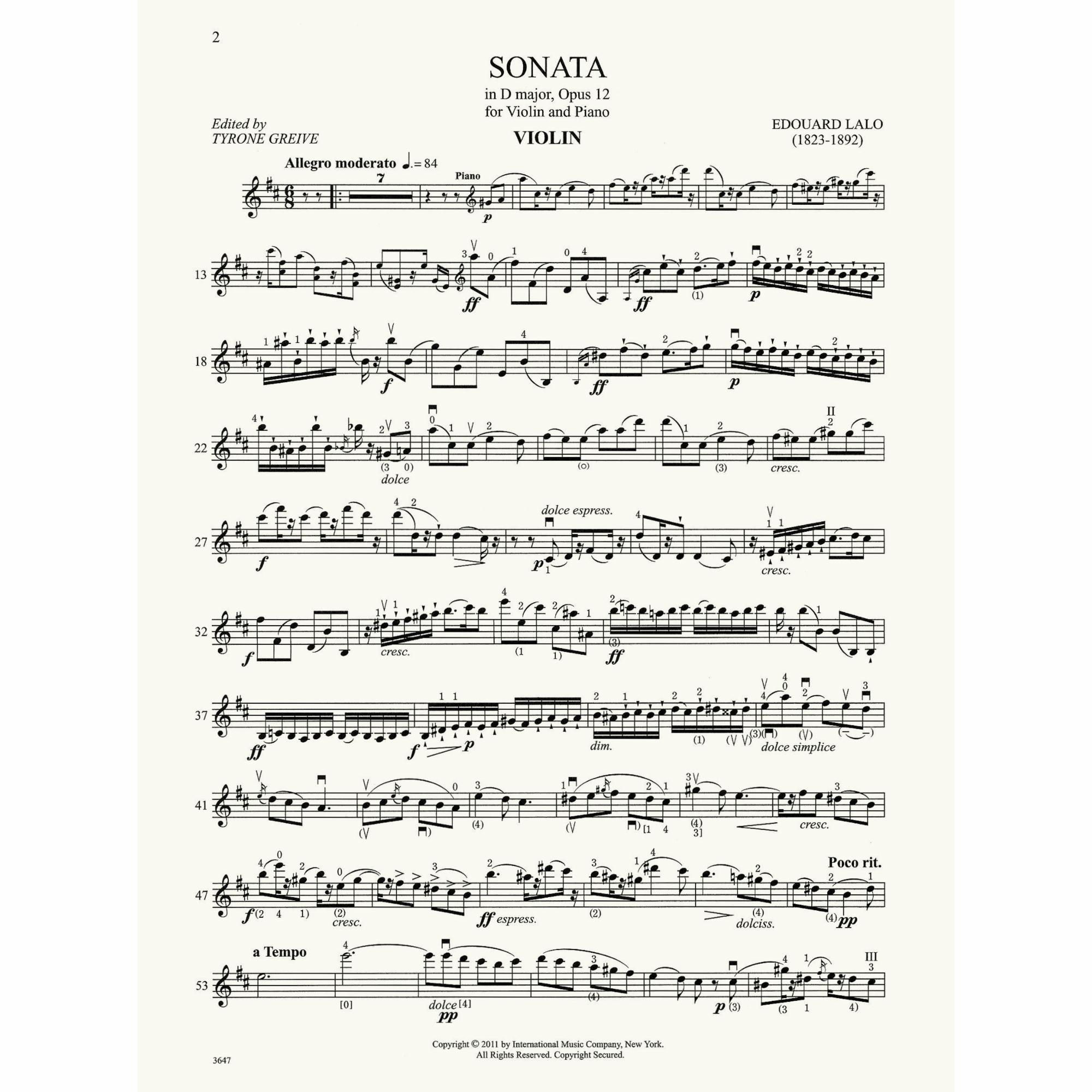 Sample: Violin Part