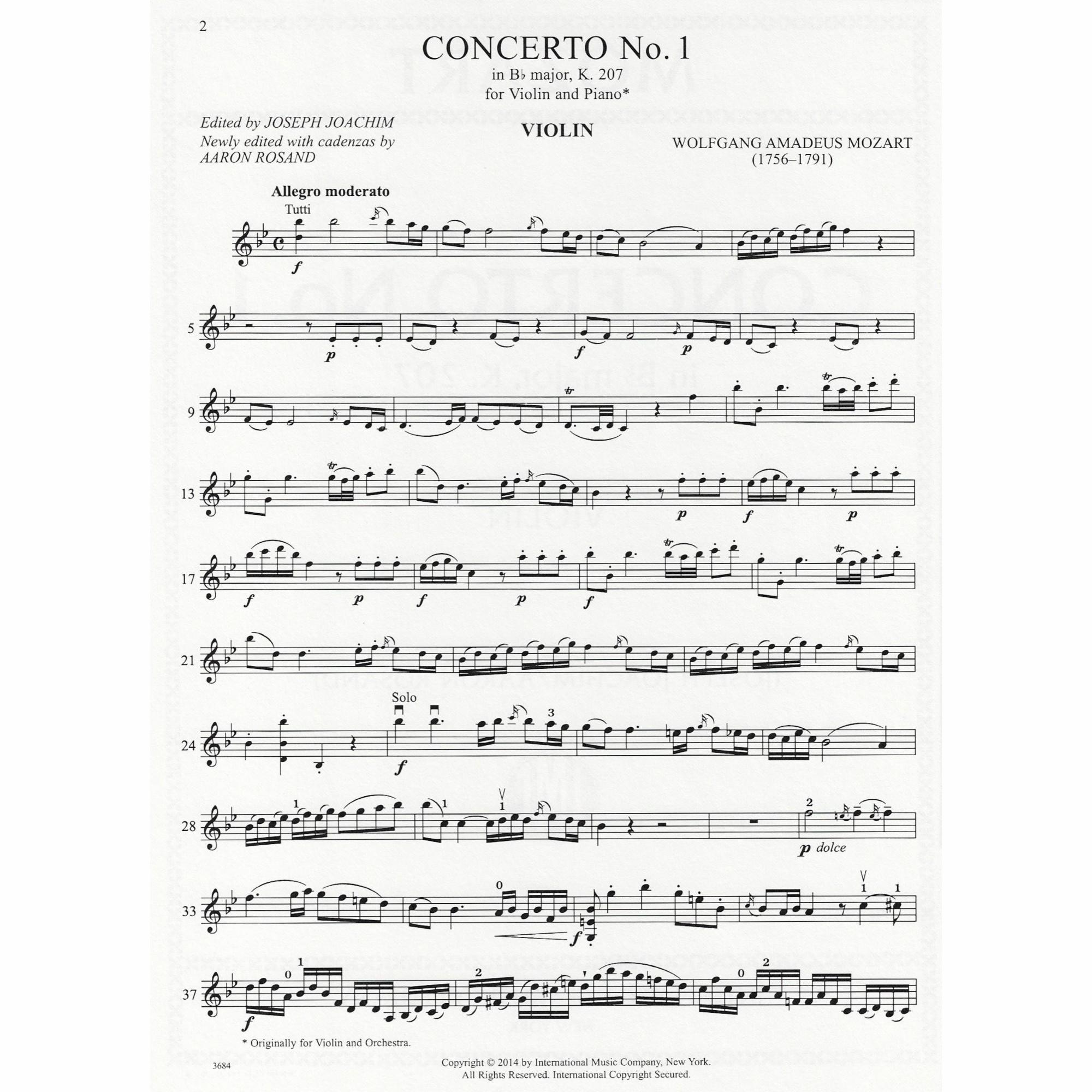 Sample: Violin Part (Pg. 1)