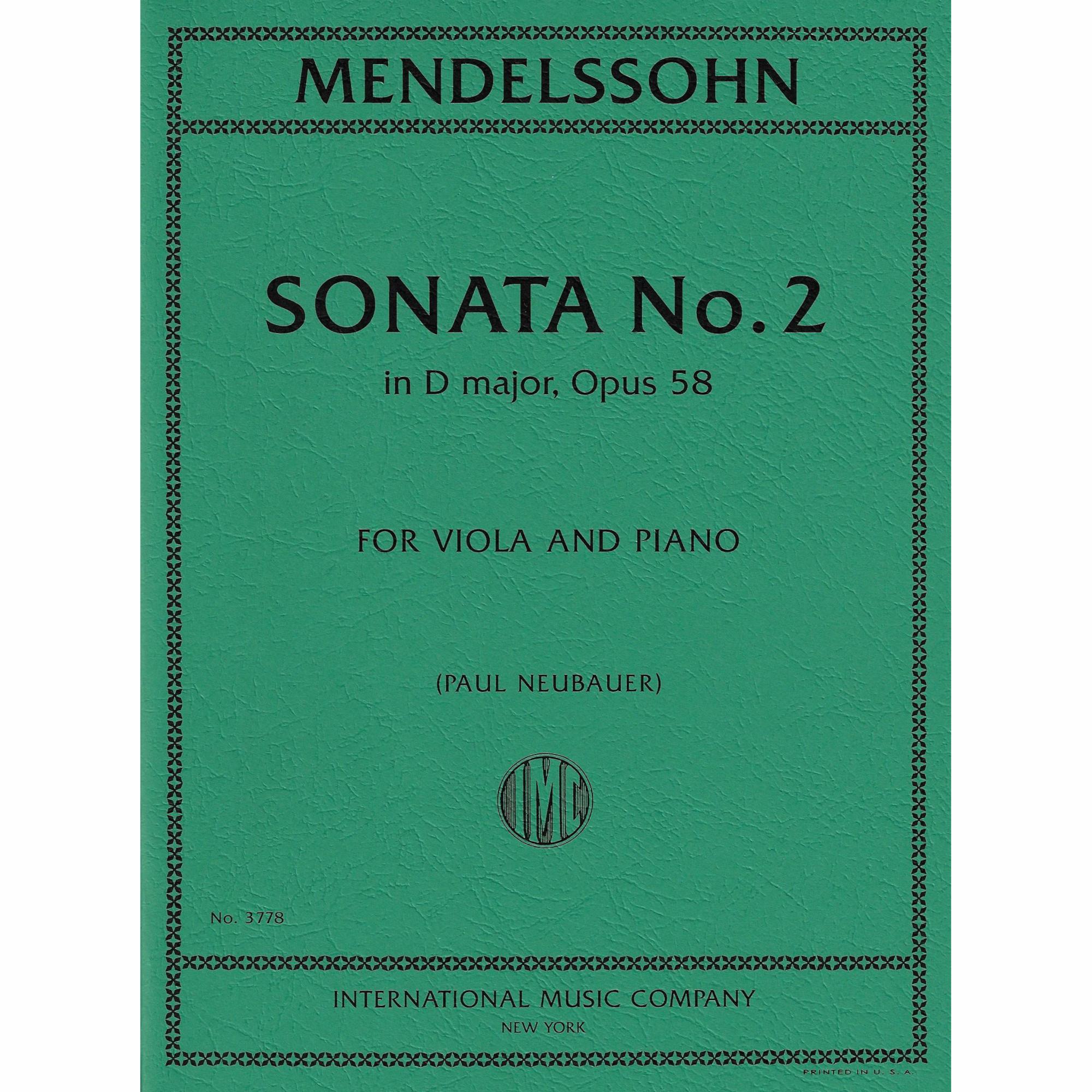 Mendelssohn -- Sonata No. 2 in D Major, Op. 58 for Viola and Piano