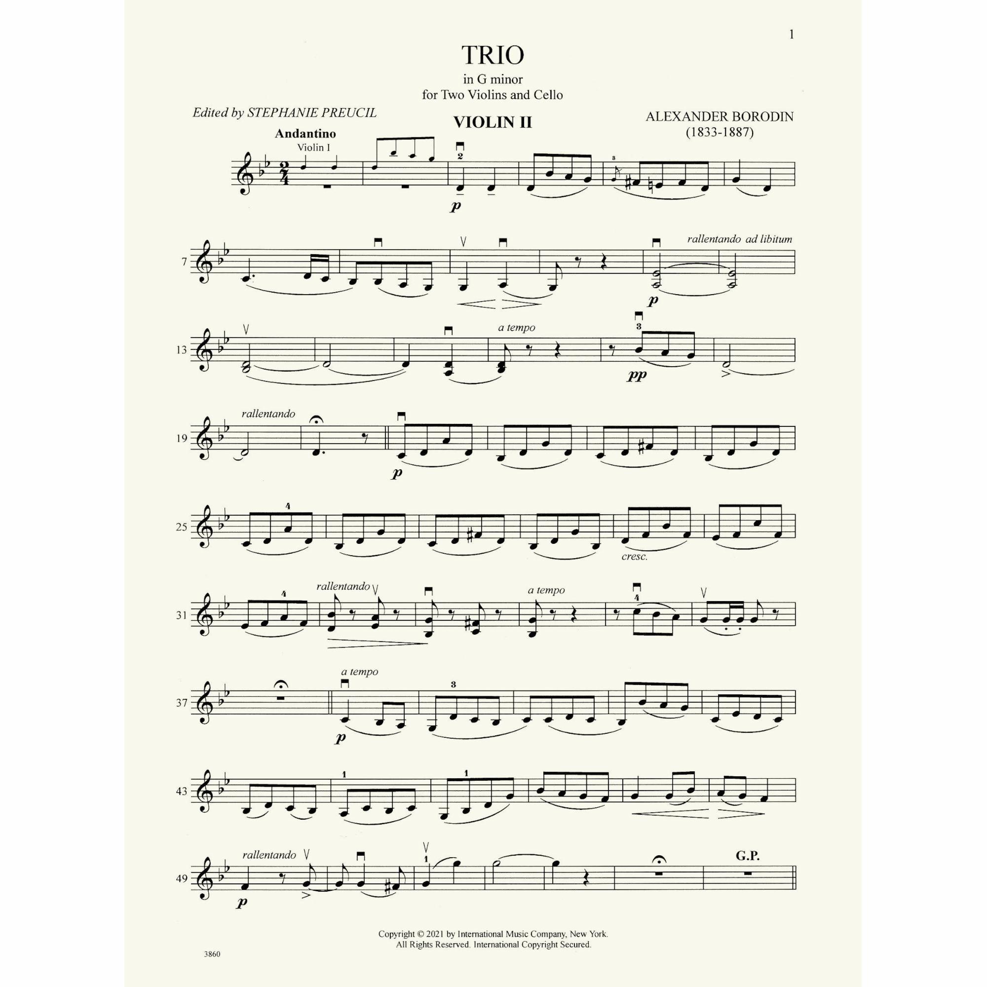 Sample: Violin II (Pg. 1)